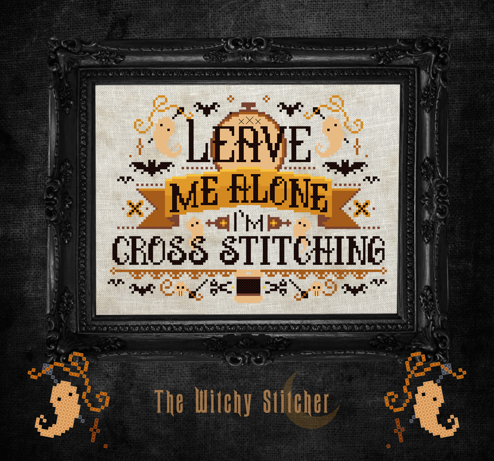 Leave Me Alone... - Halloween Cross Stitch Pattern, zoomed in. Select this picture to zoom back out.
