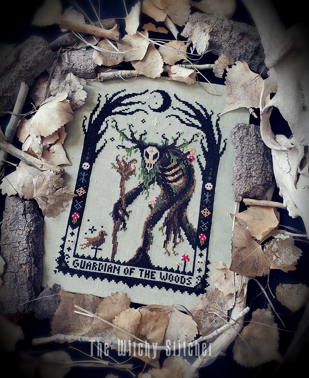 Leshy - Halloween Cross Stitch Pattern, different perspective #1, zoomed in. Select this picture to zoom back out.