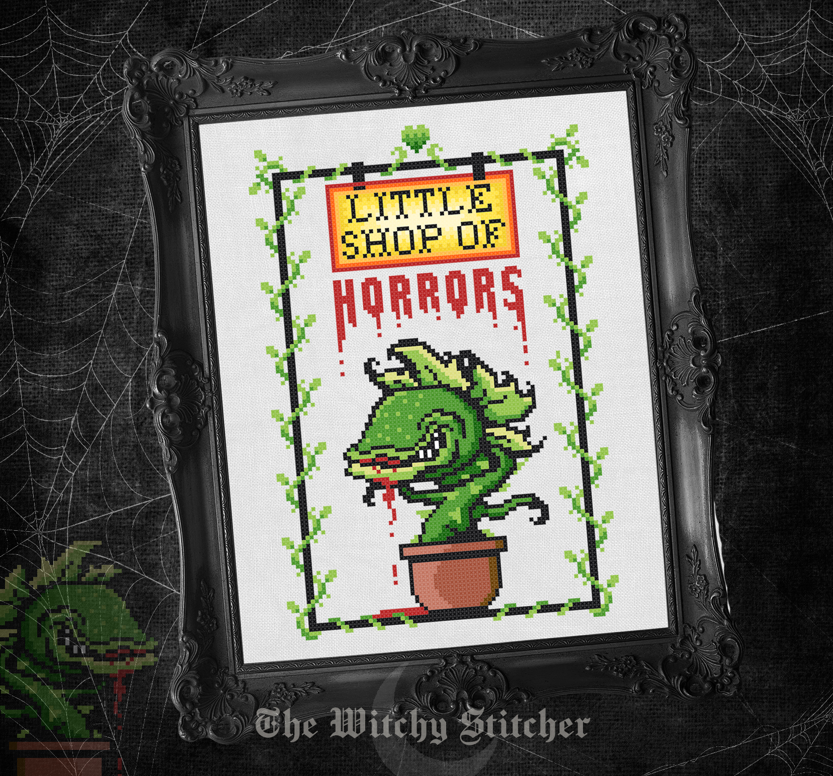 Little Shop of Horrors - Cross Stitch Pattern, zoomed in. Select this picture to zoom back out.