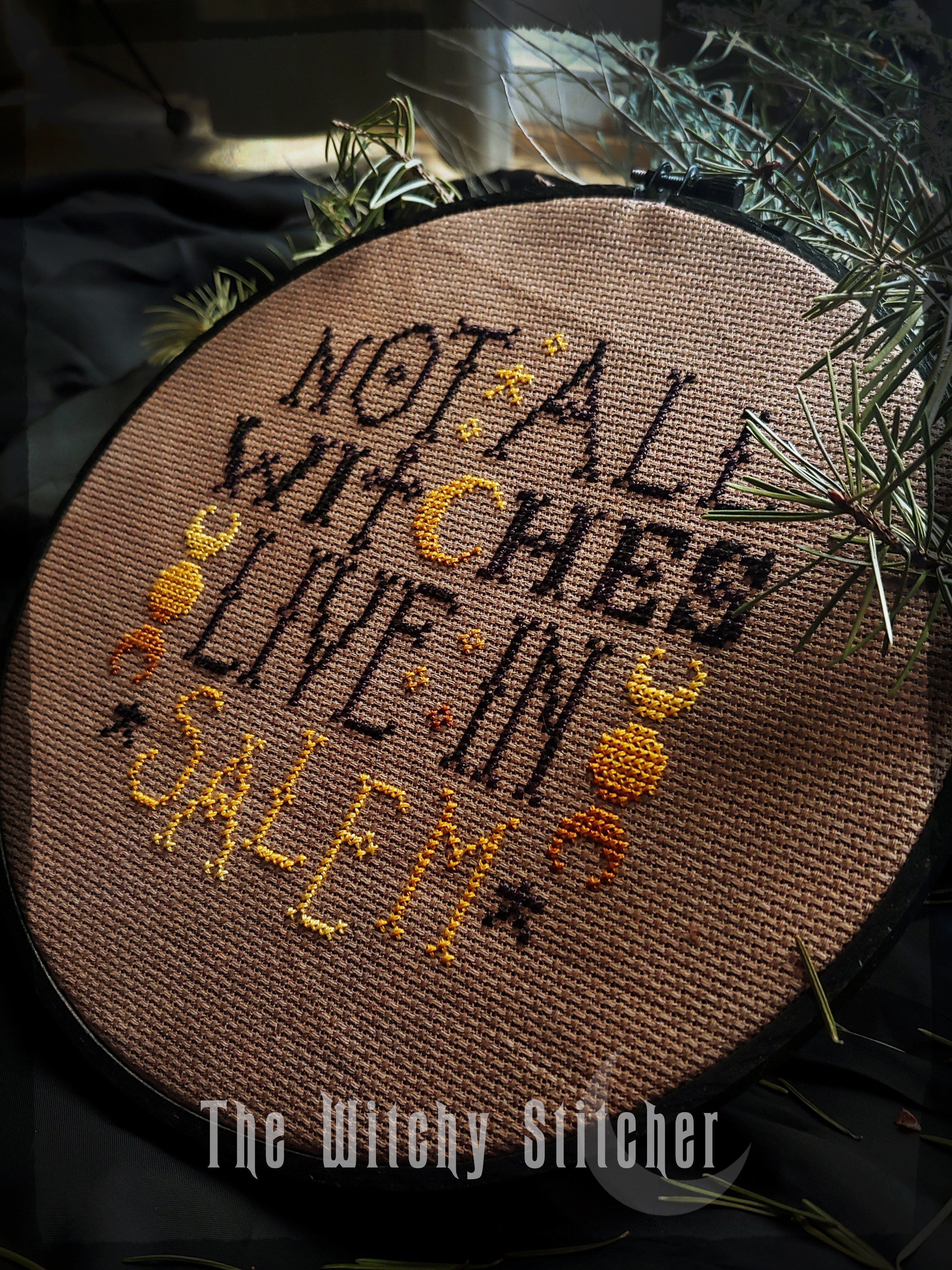 Not All Witches Live In Salem - Cross Stitch Pattern, different perspective #2, zoomed in. Select this picture to zoom back out.