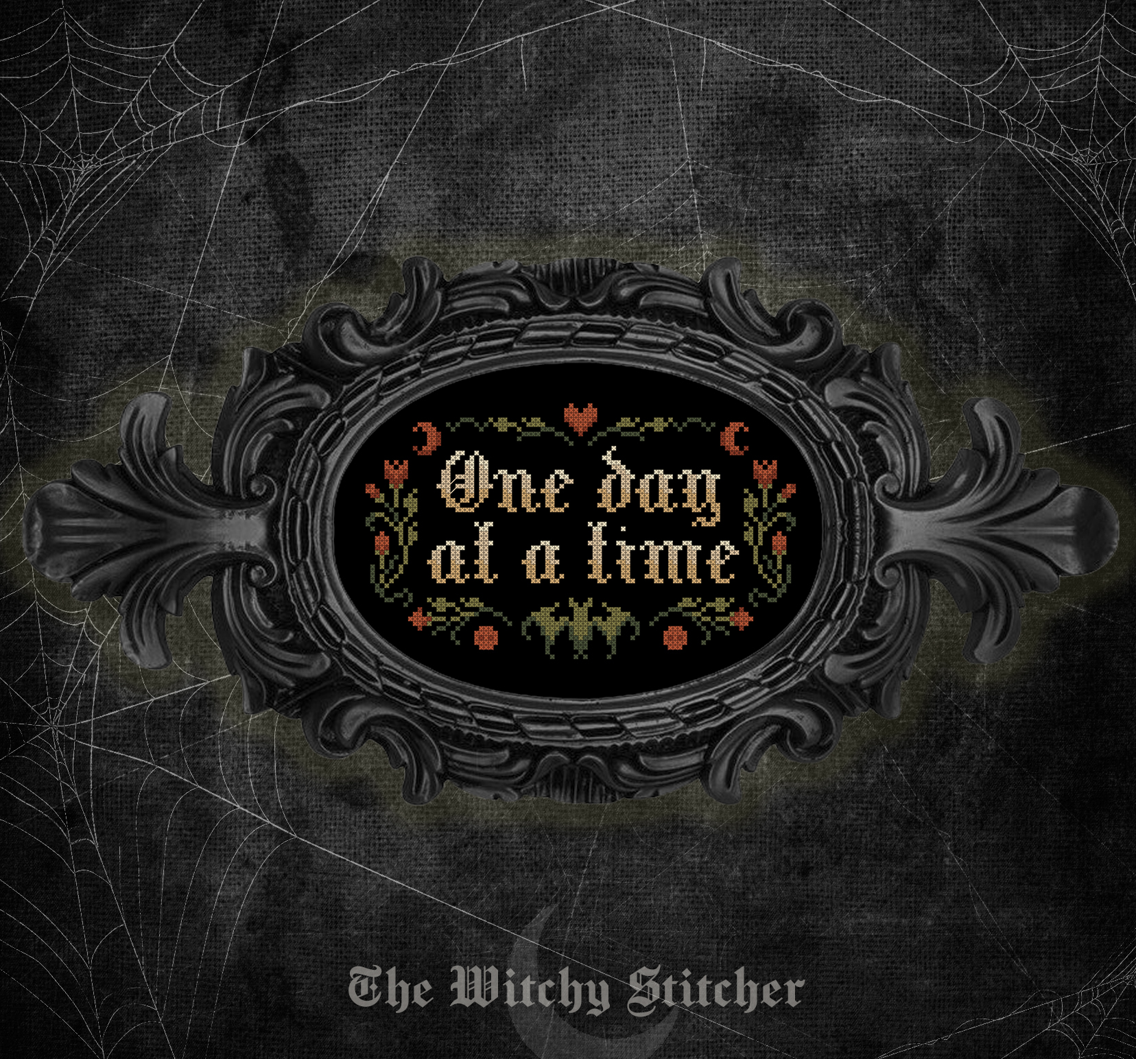 One Day At A Time - Cross Stitch Pattern, different perspective #1, zoomed in. Select this picture to zoom back out.