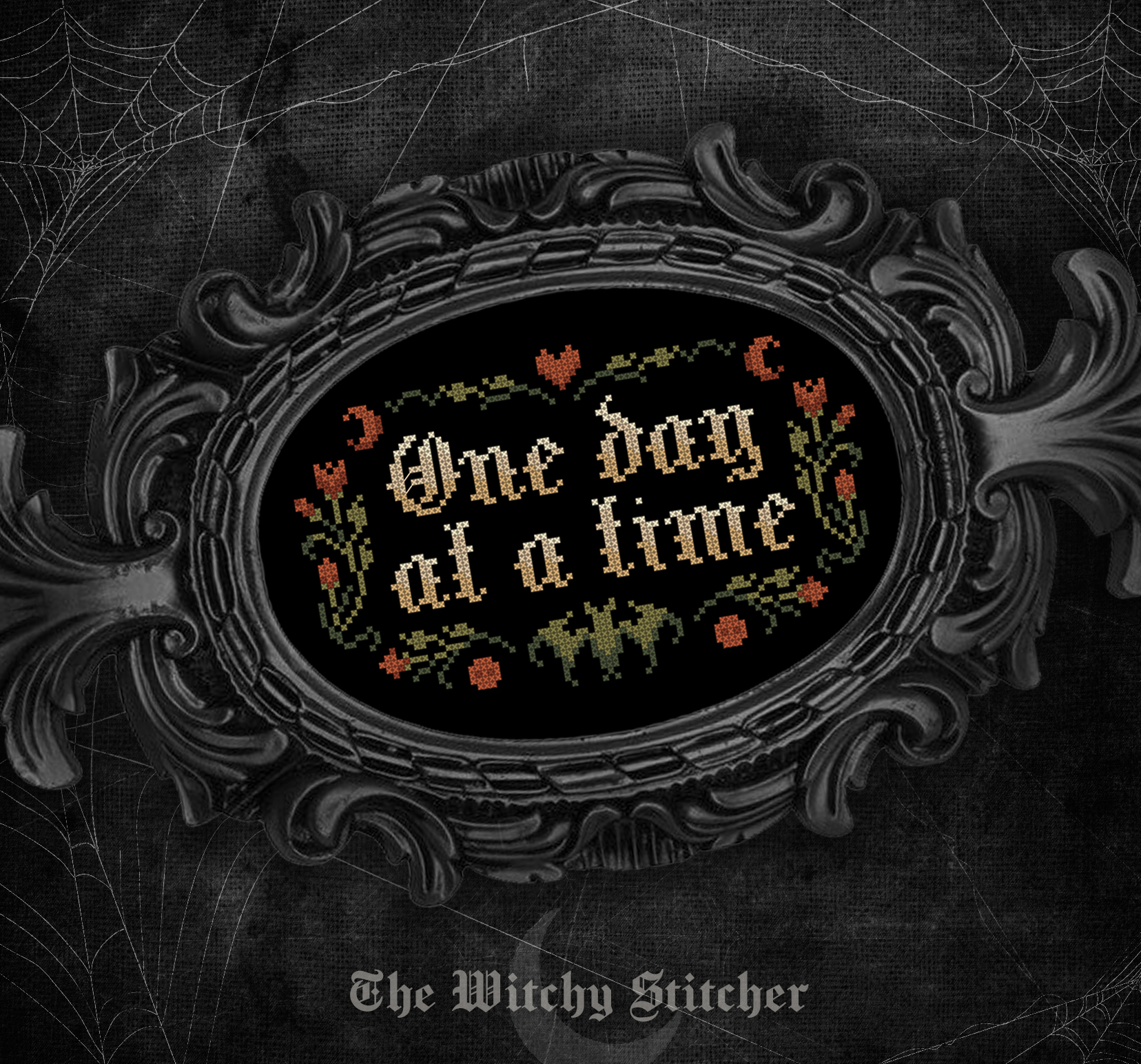 One Day At A Time - Cross Stitch Pattern, different perspective #2, zoomed in. Select this picture to zoom back out.