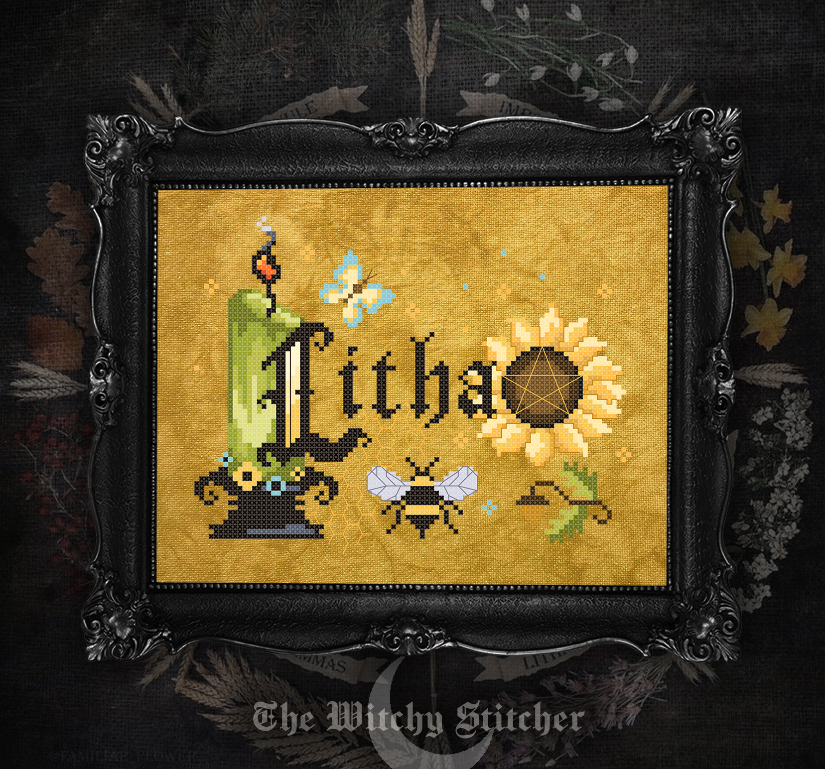 Sabbats: Litha - Cross Stitch Pattern, different perspective #1, zoomed in. Select this picture to zoom back out.