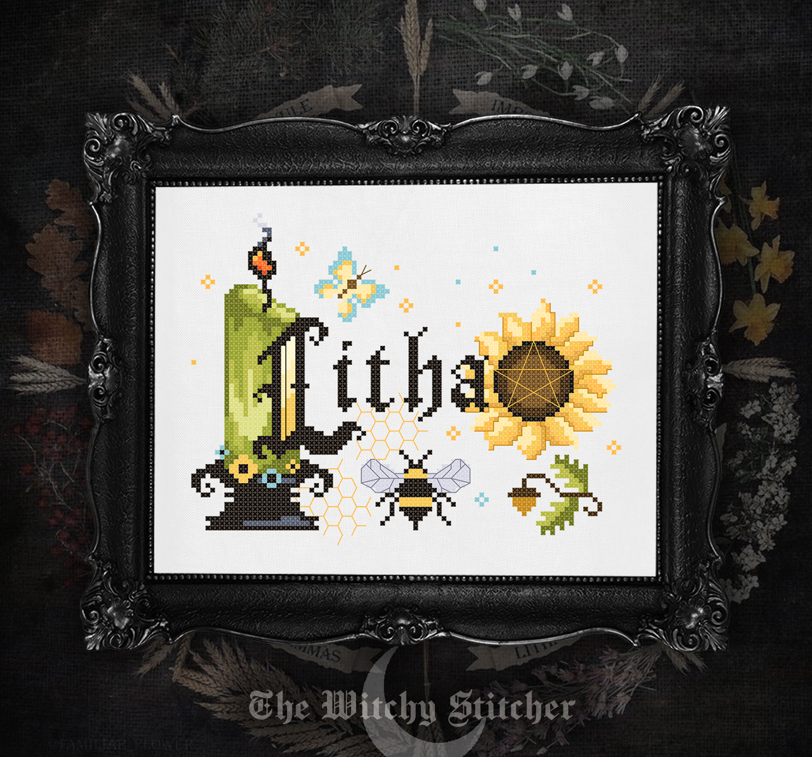 Sabbats: Litha - Cross Stitch Pattern, zoomed in. Select this picture to zoom back out.