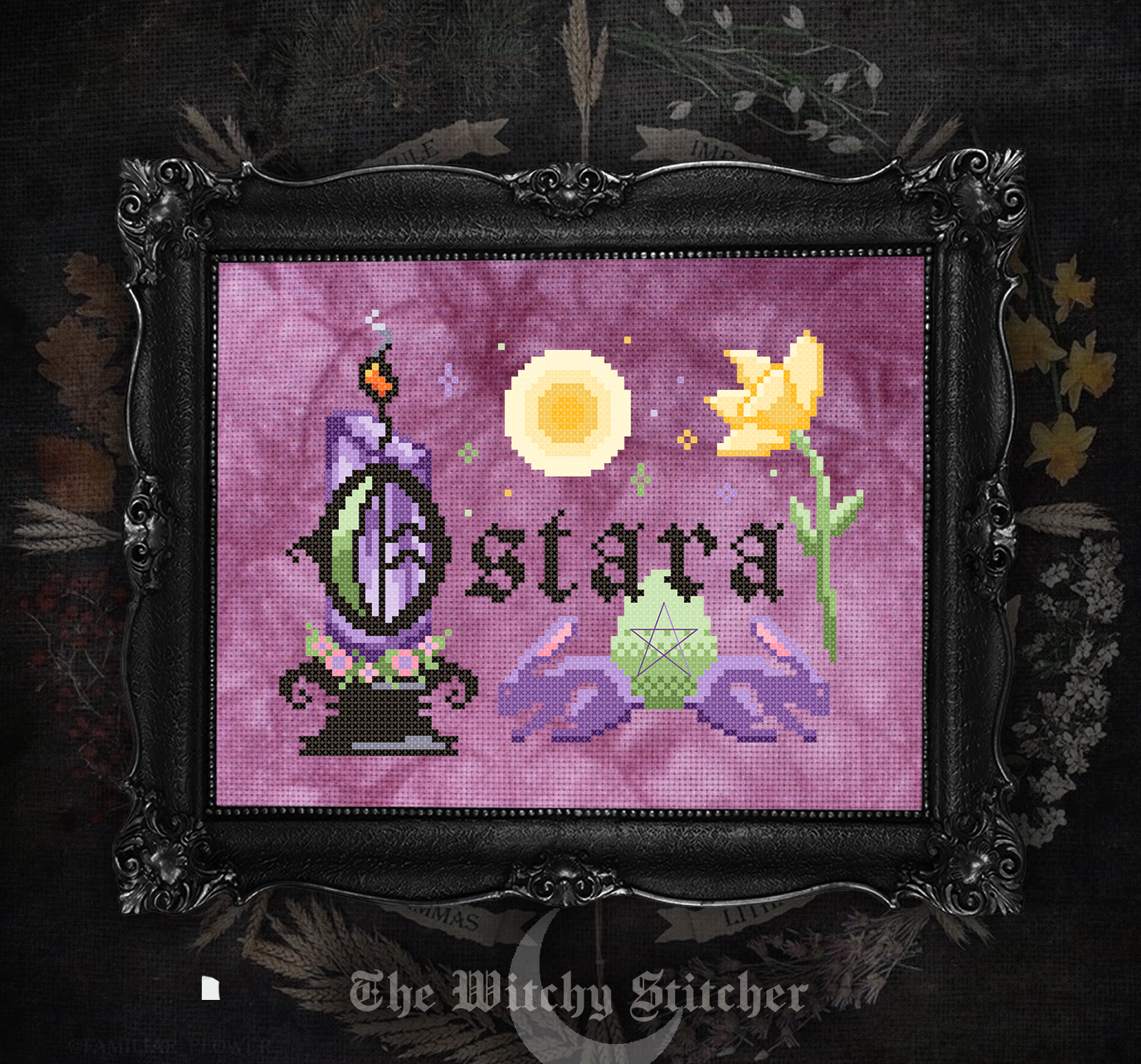 Sabbats: Ostara - Cross Stitch Pattern, different perspective #1, zoomed in. Select this picture to zoom back out.