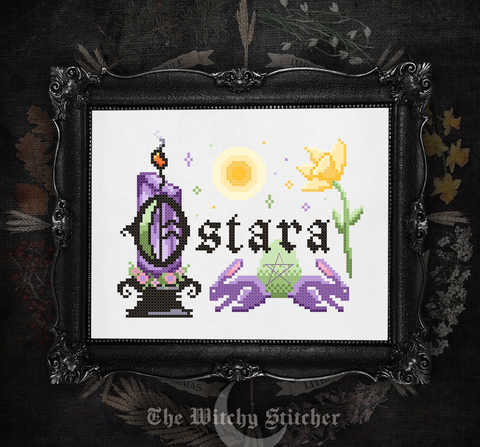 Sabbats: Ostara - Cross Stitch Pattern, zoomed in. Select this picture to zoom back out.