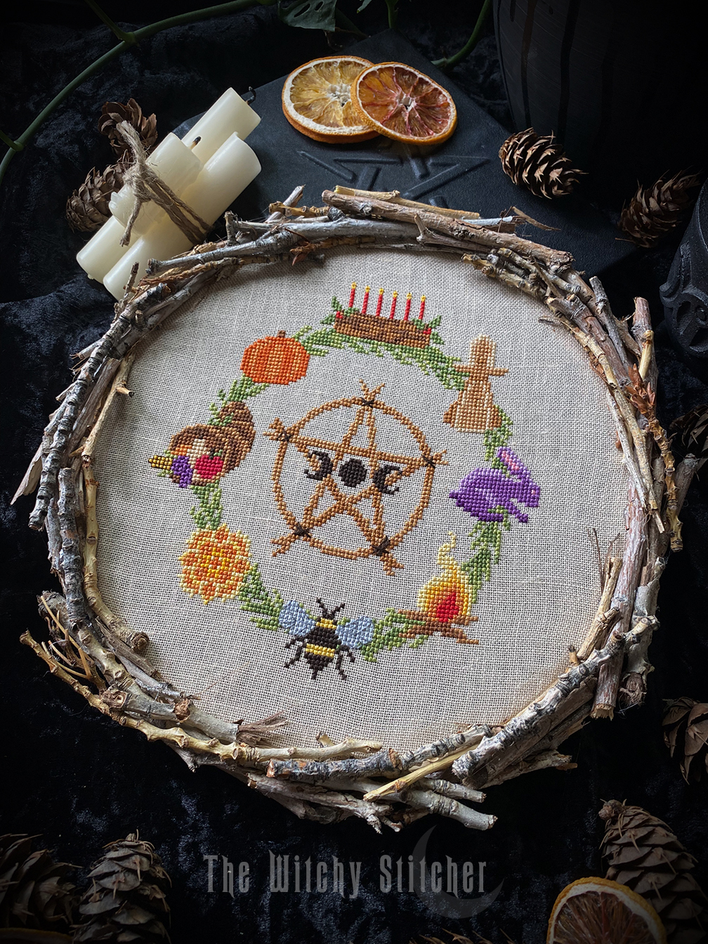 Sabbats: Wheel Of The Year - Cross Stitch Pattern, zoomed in. Select this picture to zoom back out.