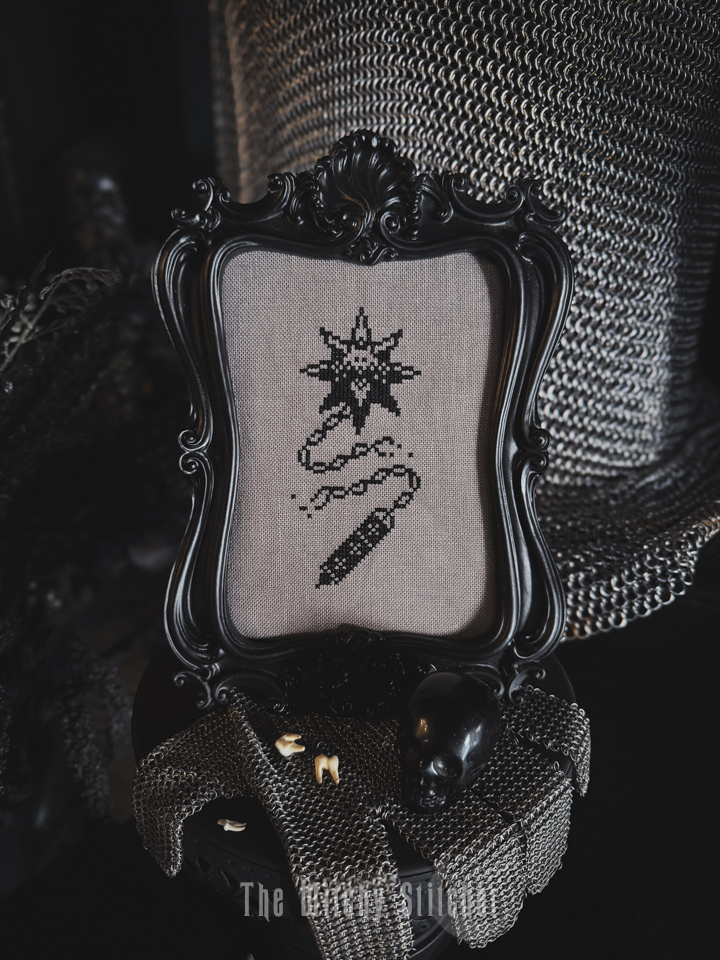 Relics of the Dark Ages - Halloween Cross Stitch Pattern, different perspective #3, zoomed in. Select this picture to zoom back out.