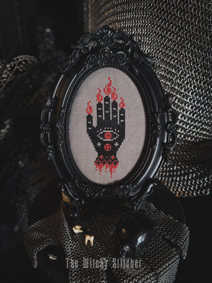 Relics of the Dark Ages - Halloween Cross Stitch Pattern, different perspective #4, zoomed in. Select this picture to zoom back out.