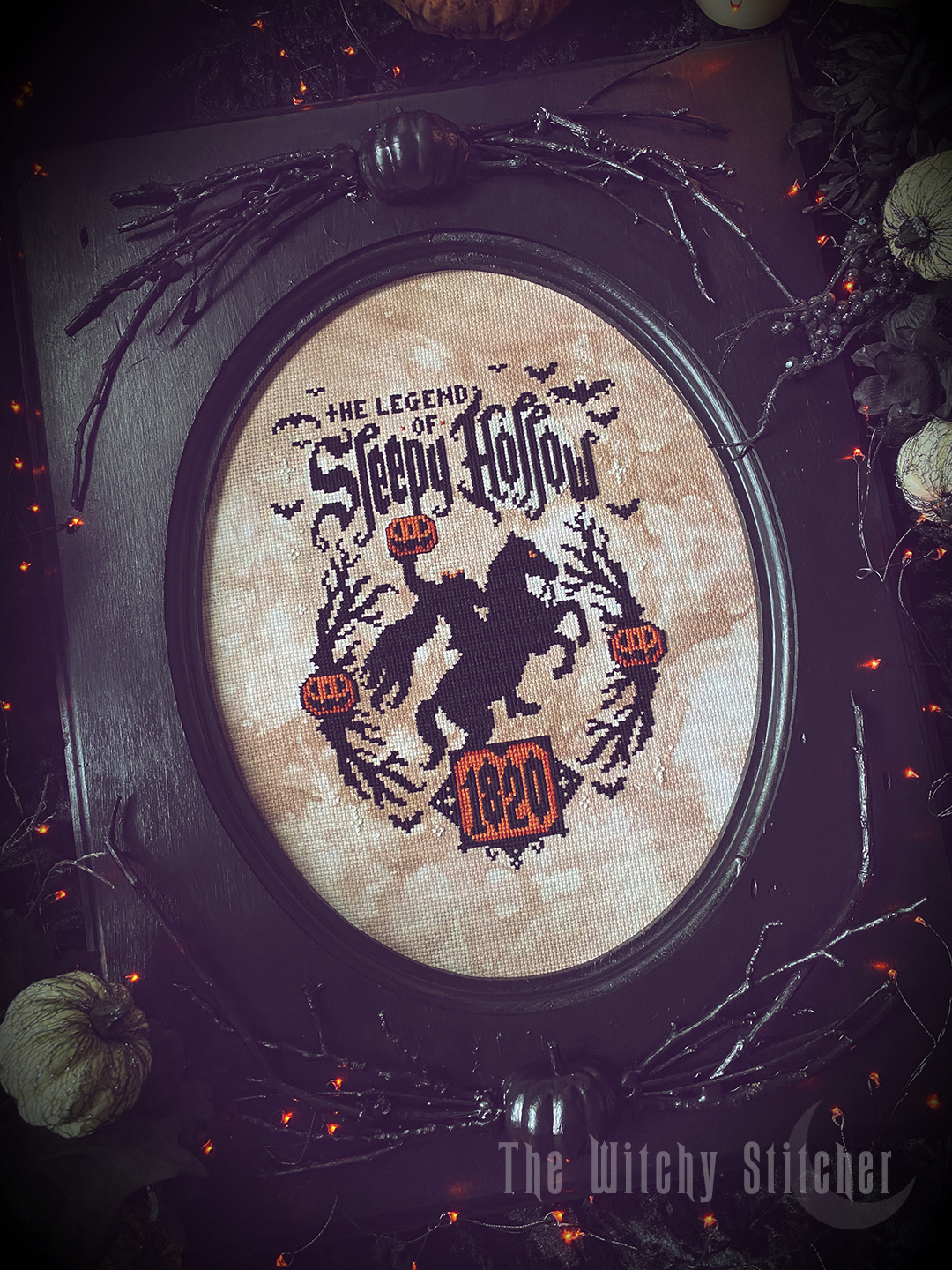 Legend Of Sleepy Hollow - Halloween Cross Stitch Pattern, zoomed in. Select this picture to zoom back out.