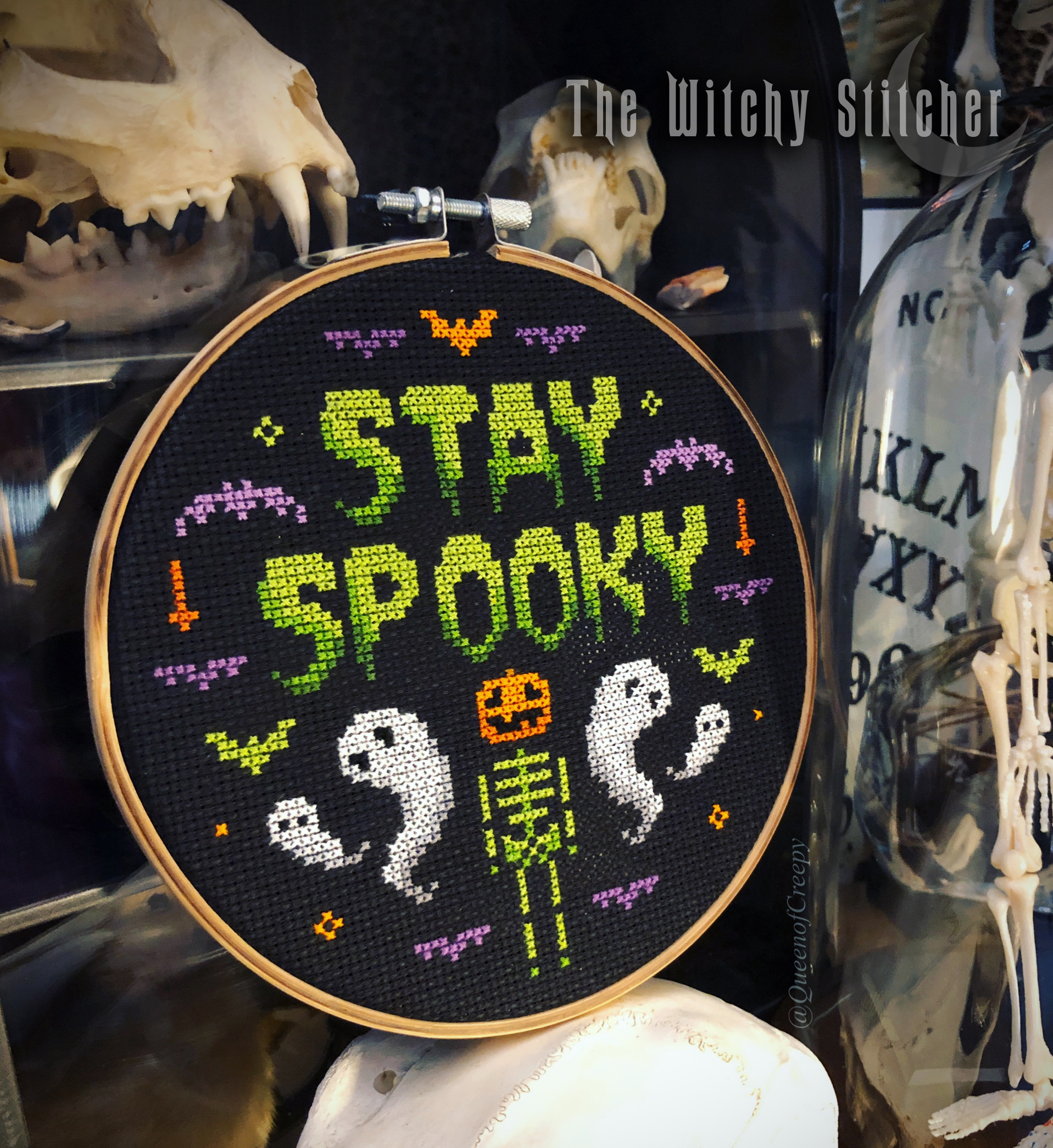 Stay Spooky - Halloween Cross Stitch Pattern, zoomed in. Select this picture to zoom back out.