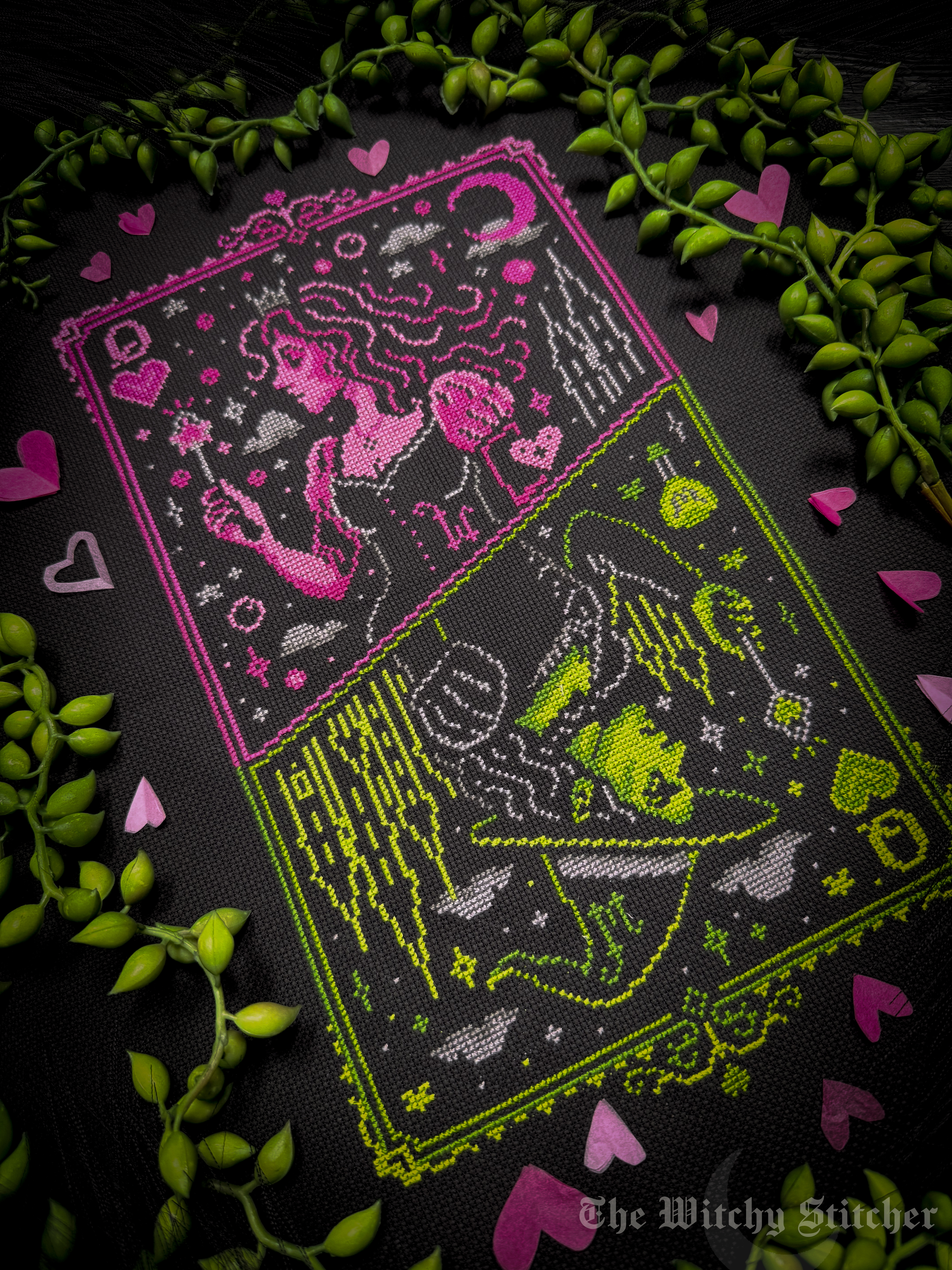 Wicked Queens - Cross Stitch Pattern, different perspective #2, zoomed in. Select this picture to zoom back out.