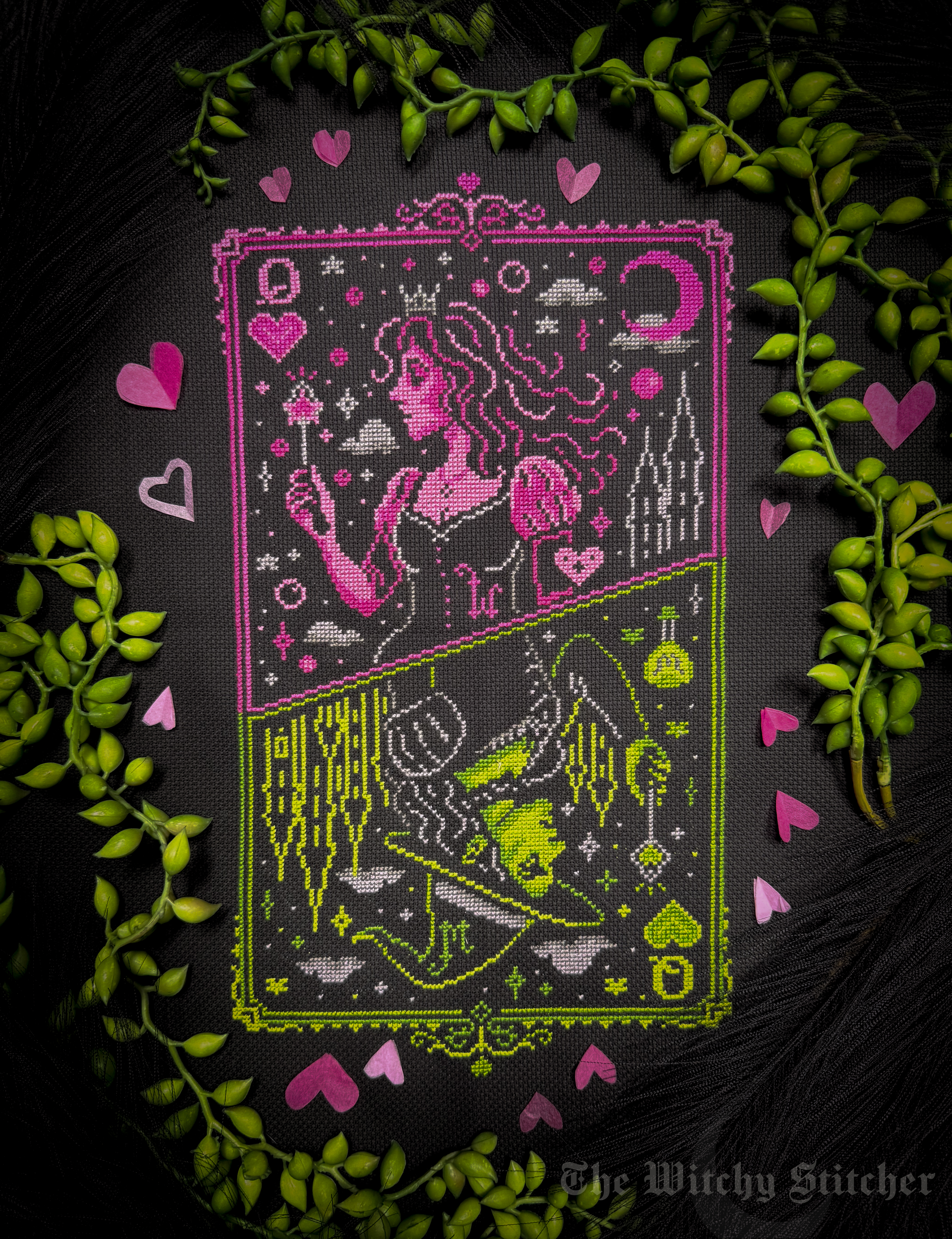 Wicked Queens - Cross Stitch Pattern, zoomed in. Select this picture to zoom back out.