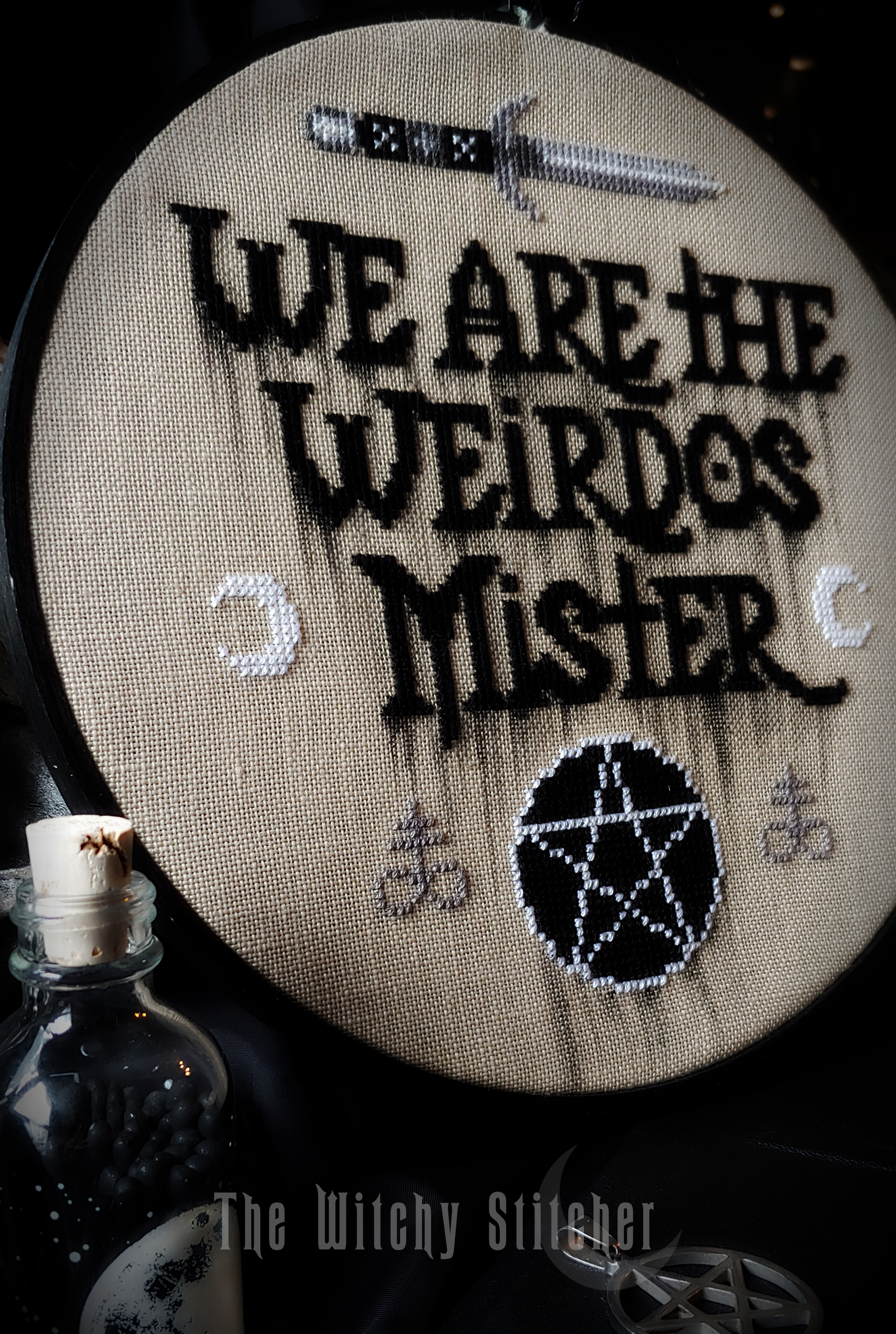 We Are The Weirdos Mister - Cross Stitch Pattern, different perspective #1, zoomed in. Select this picture to zoom back out.