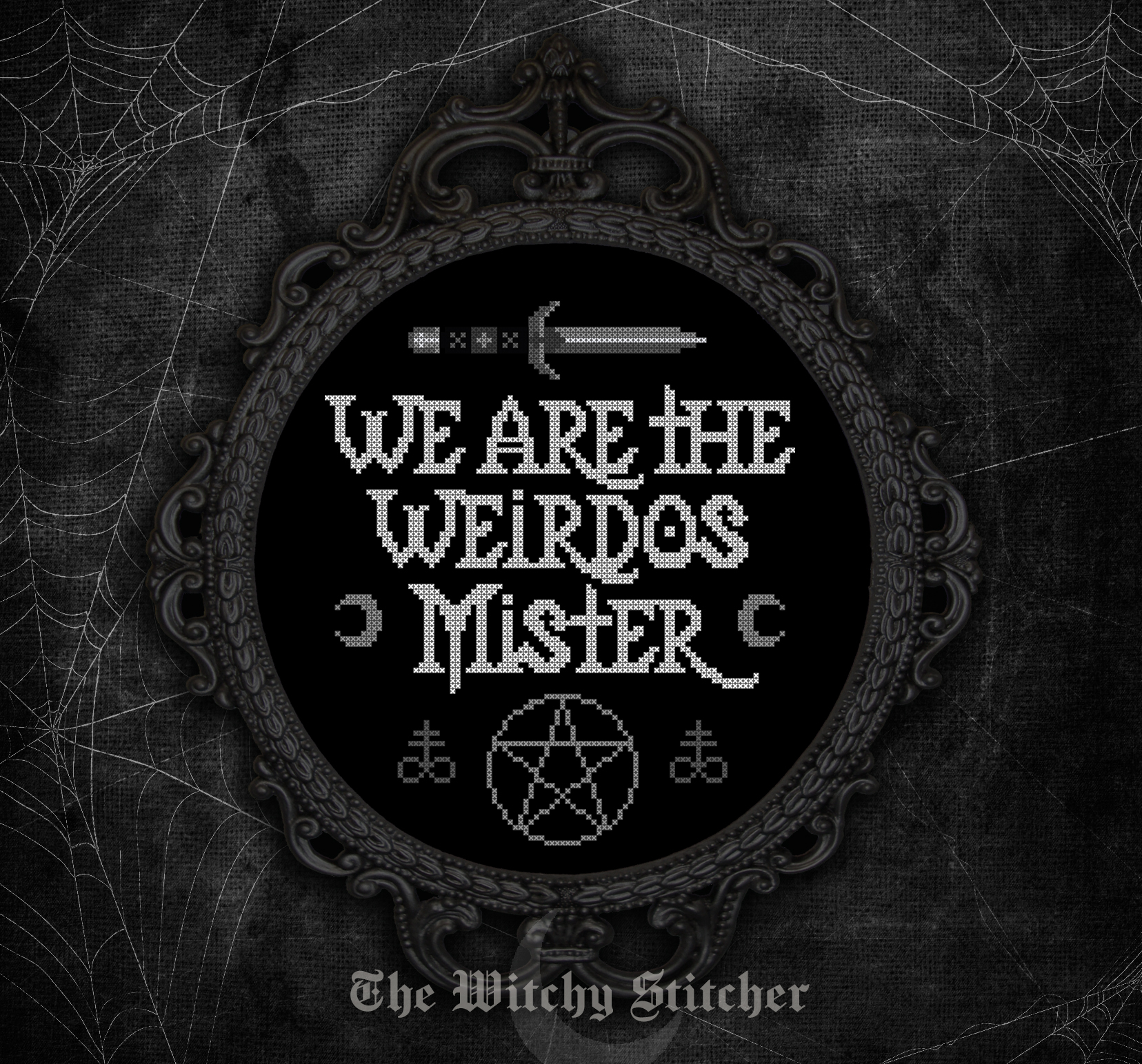 We Are The Weirdos Mister - Cross Stitch Pattern, different perspective #2, zoomed in. Select this picture to zoom back out.