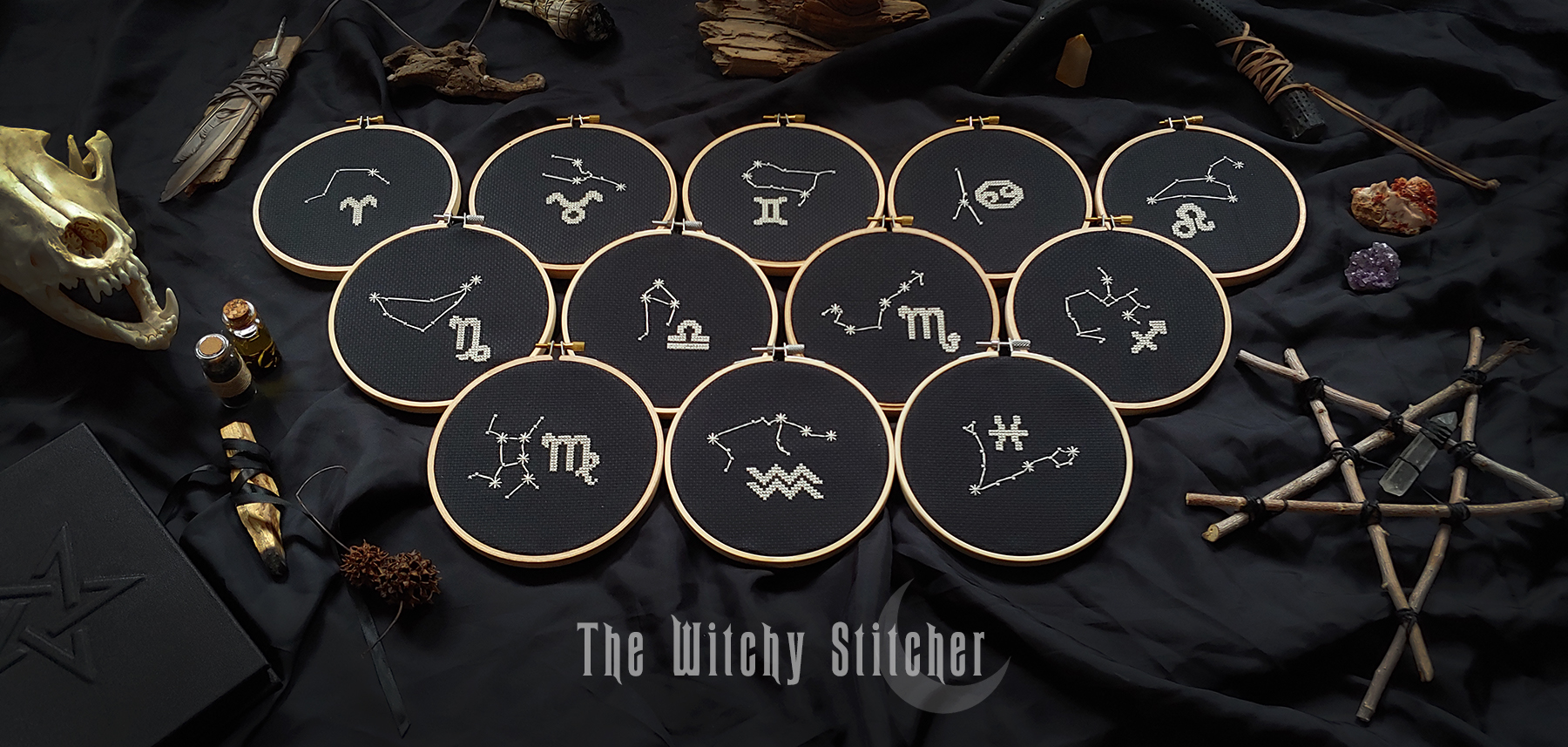 Zodiac Constellation Set - Cross Stitch Pattern, zoomed in. Select this picture to zoom back out.