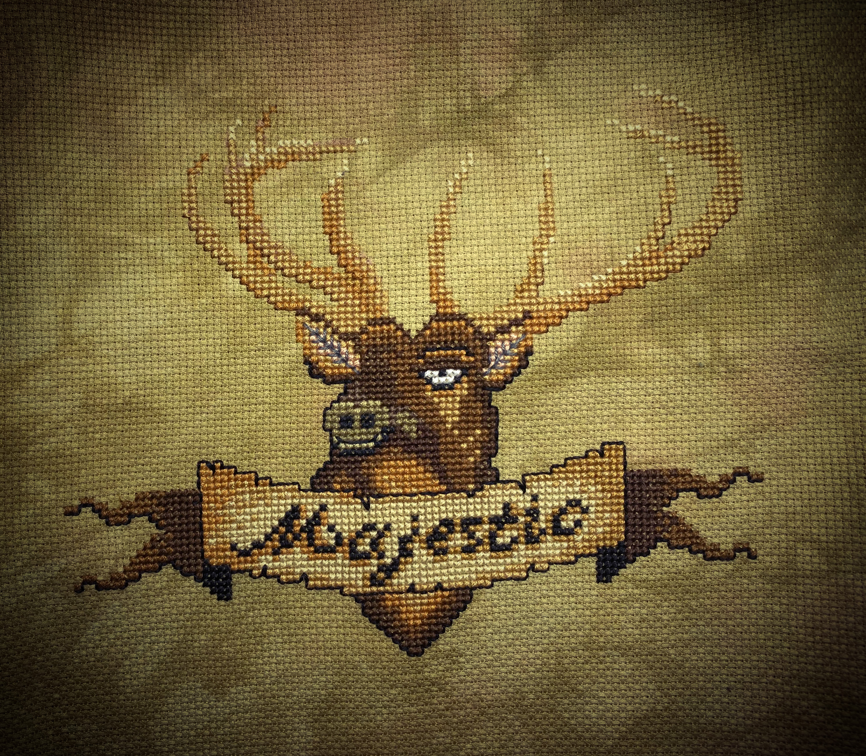 Majestic Albert - Free PDF Cross Stitch Pattern, different perspective #1, zoomed in. Select this picture to zoom back out.