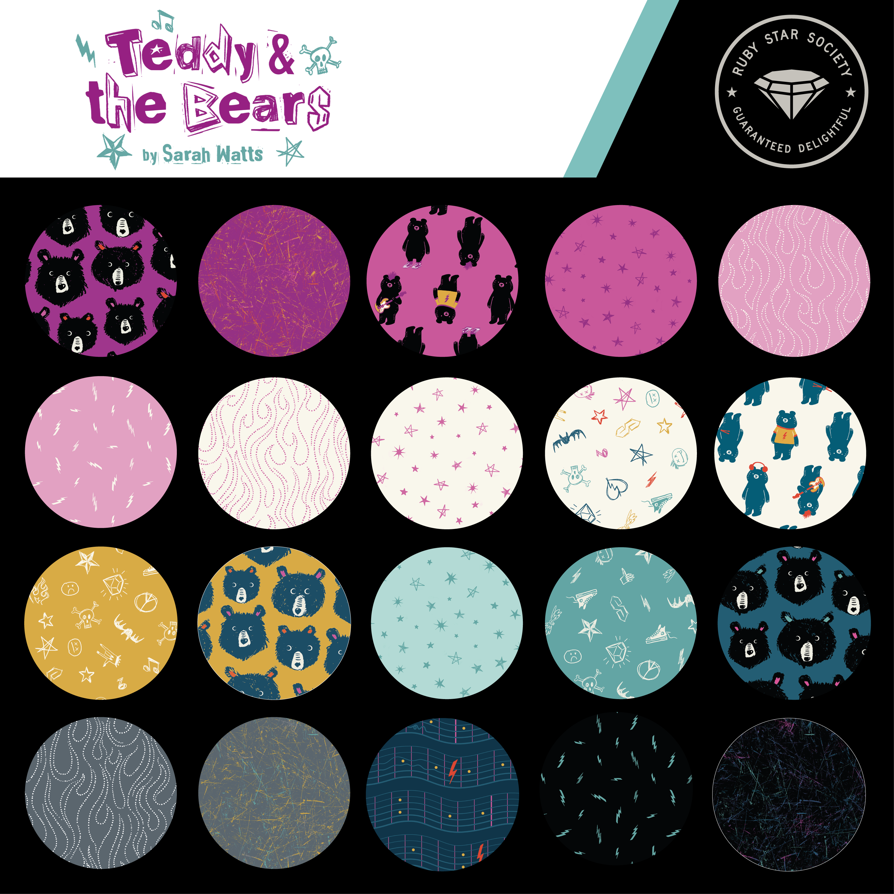 Teddy And The Bears Light Berry - Quilt Fabric