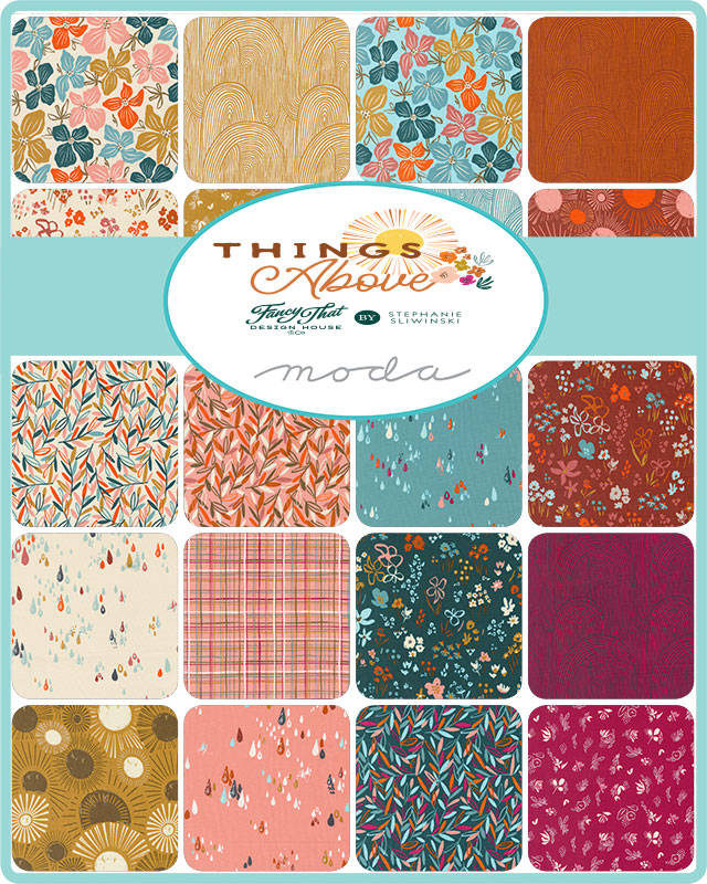 Things Above Flowers - Pomegranate - Quilt Fabric