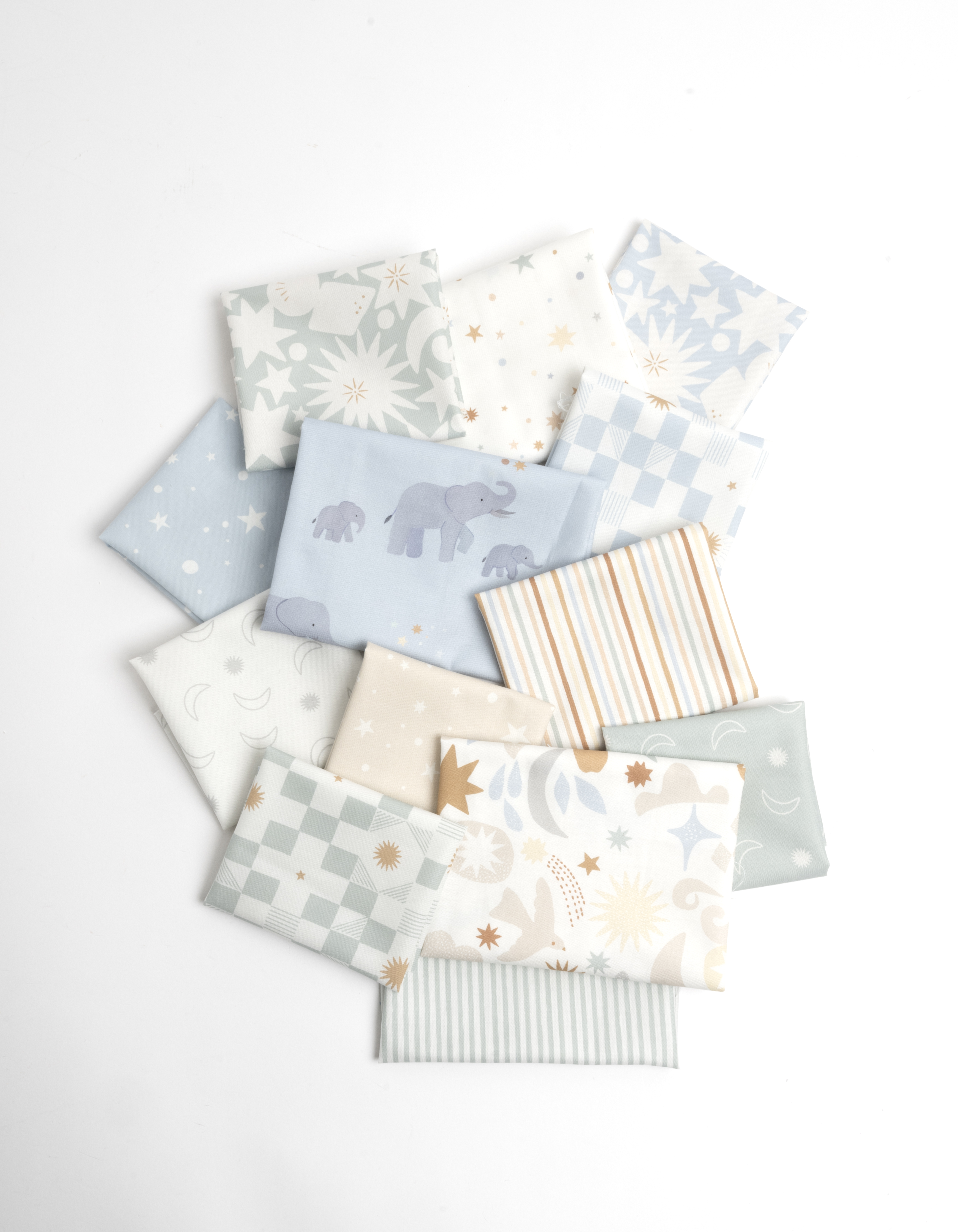 To The Moon And Back Stripes Grass - Quilt Fabric