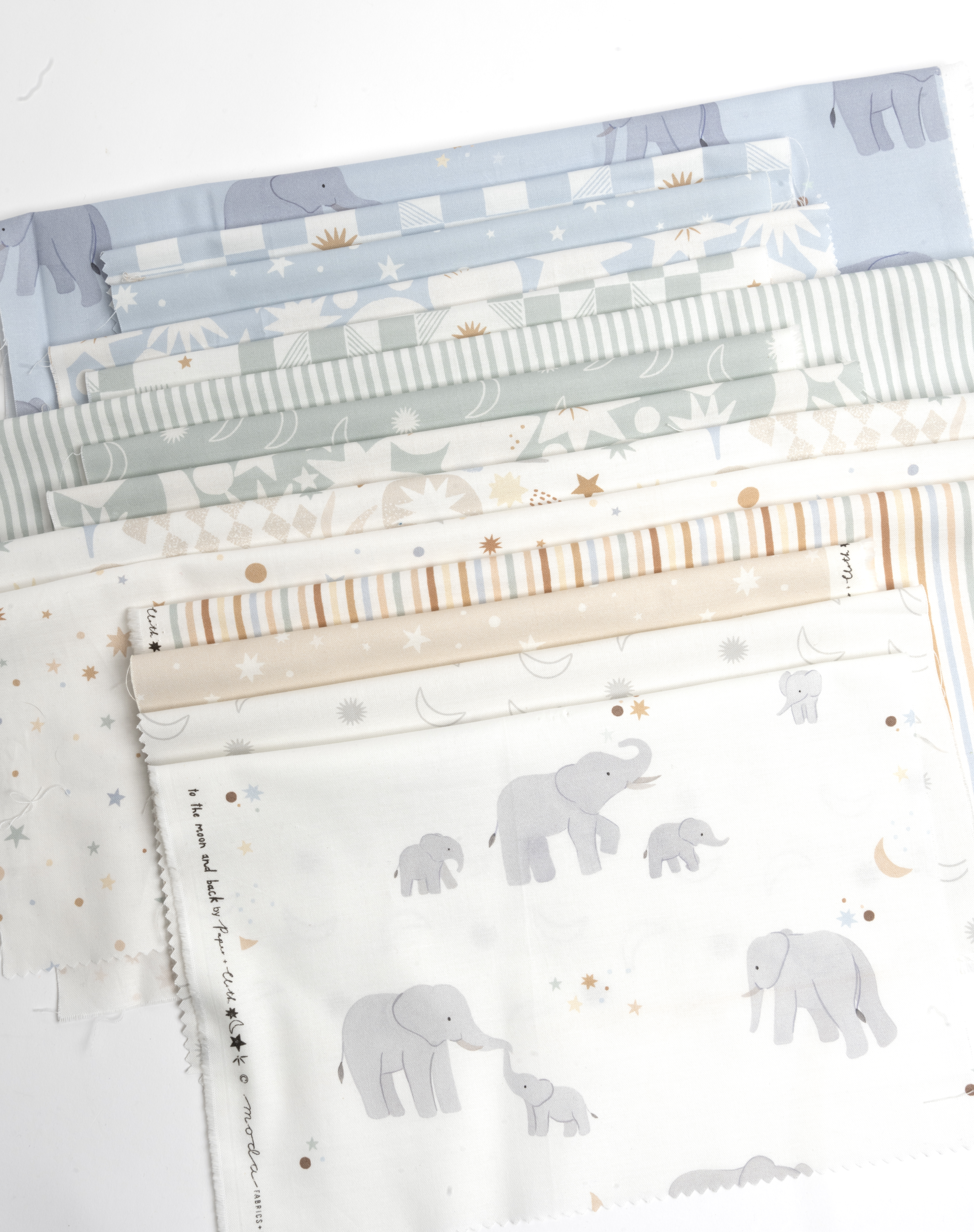 To The Moon And Back Stripes Grass - Quilt Fabric