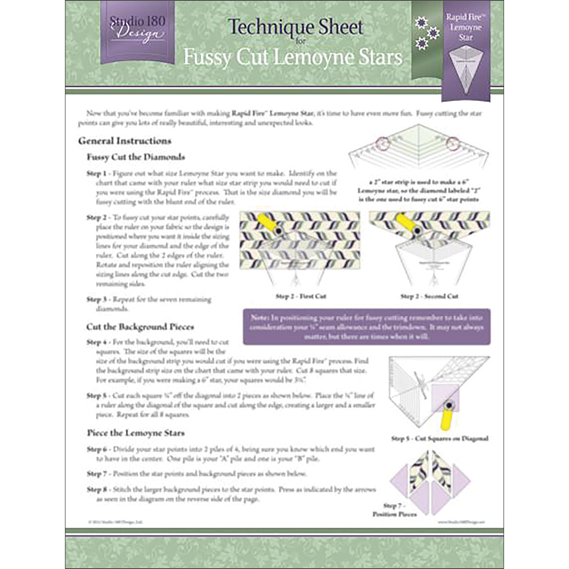 Fussy Cut Lemoynes - Tech Sheet 