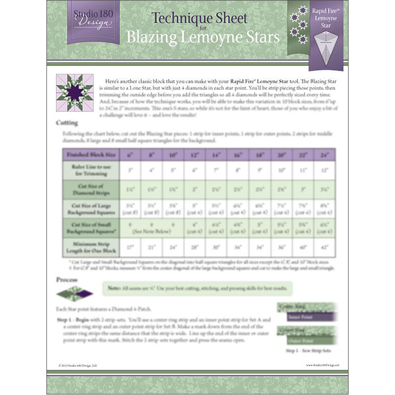 Blazing Lemoyne Star - Tech Sheet 