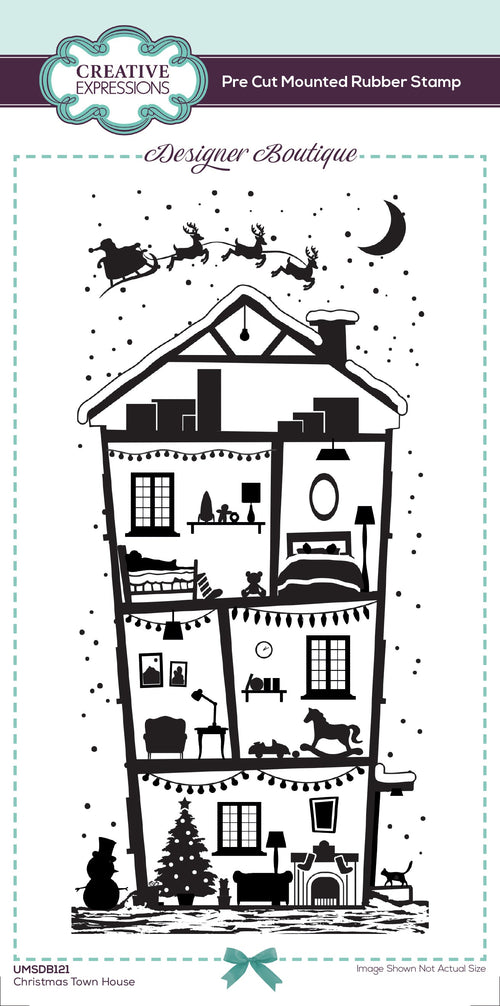 Christmas Town House - Rubber Stamp