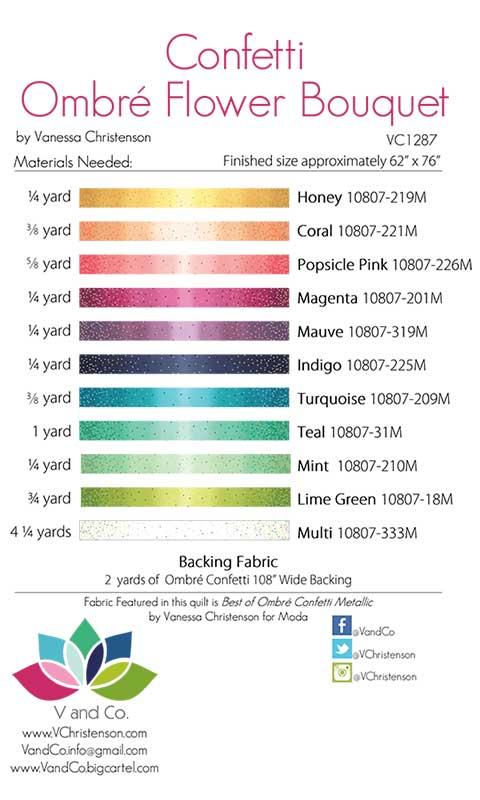Confetti Ombre Flower Bouquet - Quilt Pattern
