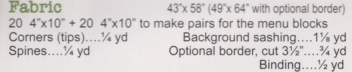 Menus - Quilt Pattern
