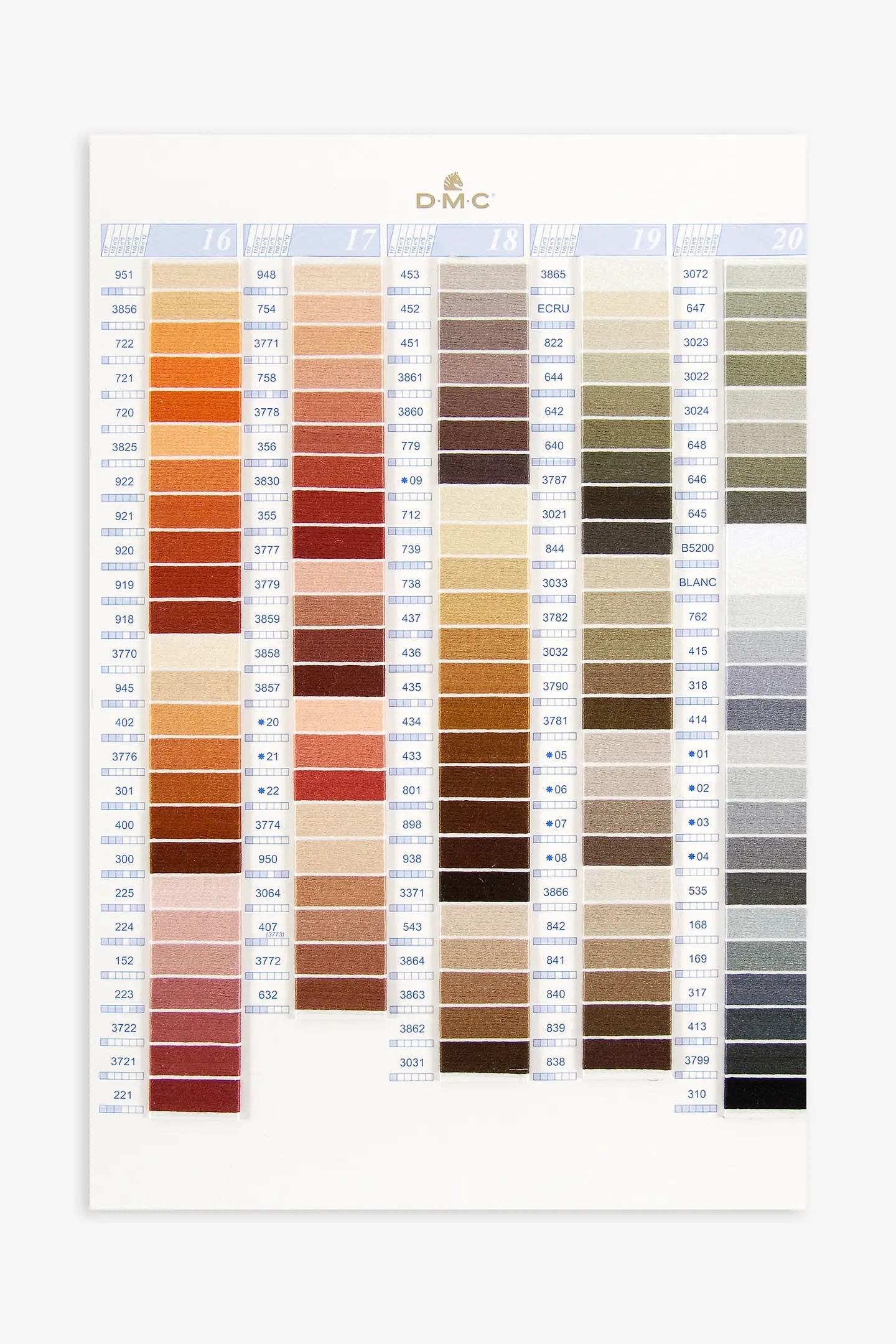 DMC Embroidery Thread Color Card