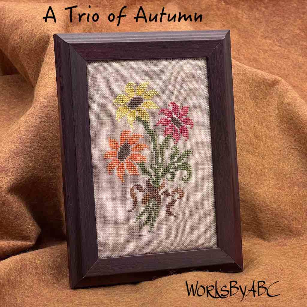 A Trio of Autumn Flowers - Cross Stitch Pattern