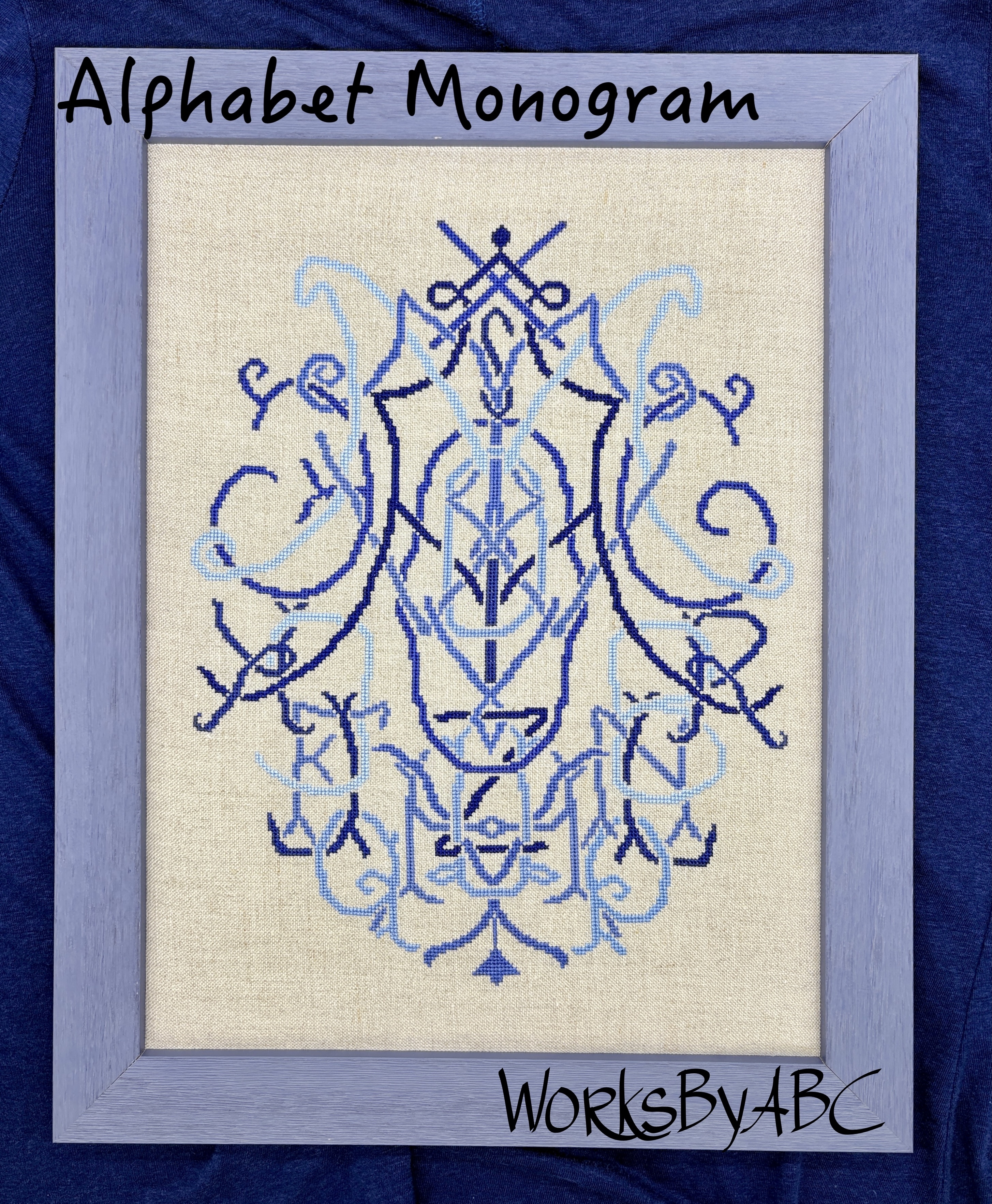 Alphabet Monogram - Cross Stitch Pattern, zoomed in. Select this picture to zoom back out.