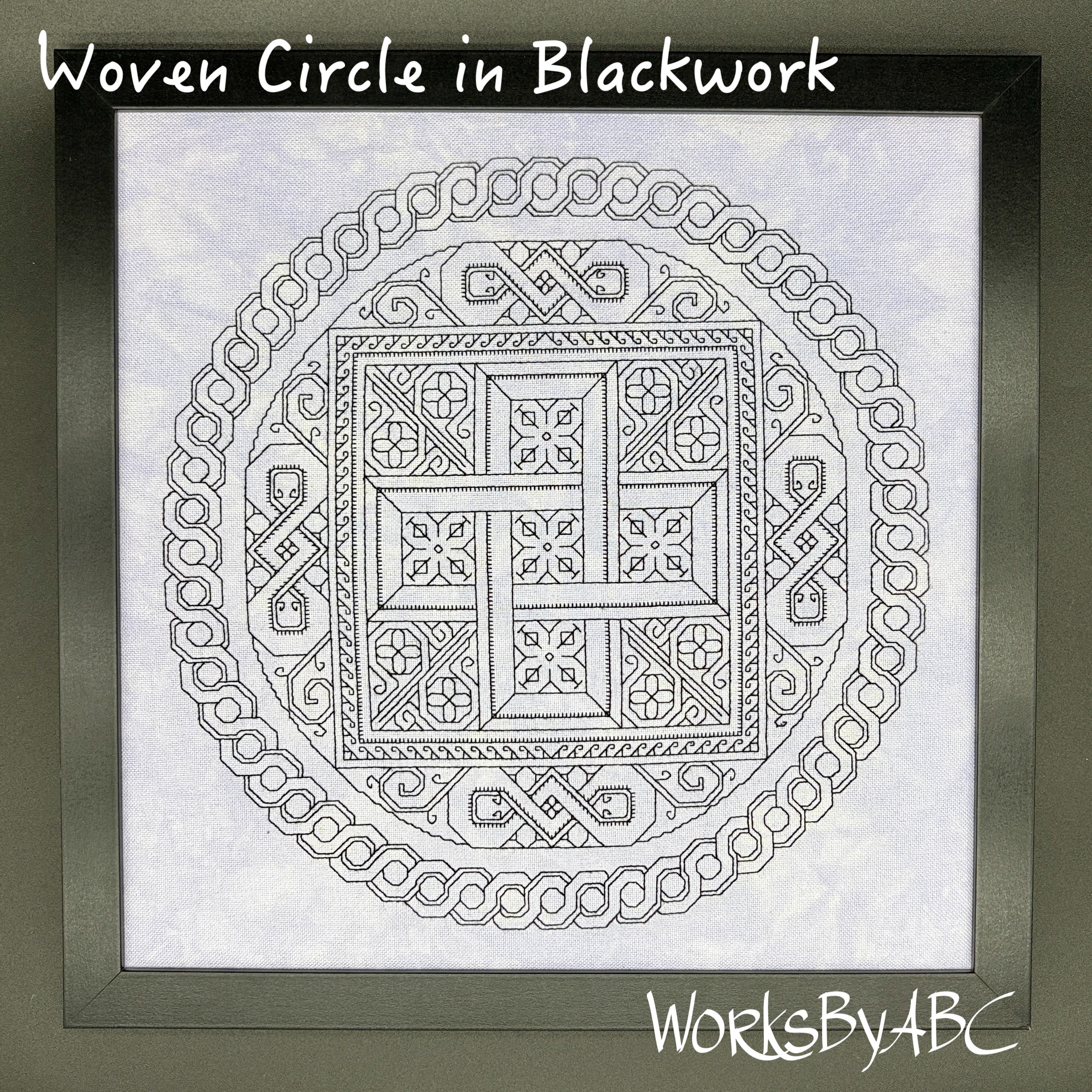 Woven Circle in Blackwork - Cross Stitch Pattern, zoomed in. Select this picture to zoom back out.