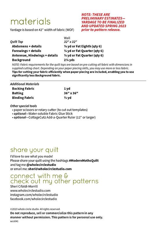 Modern Moths - Quilt Pattern