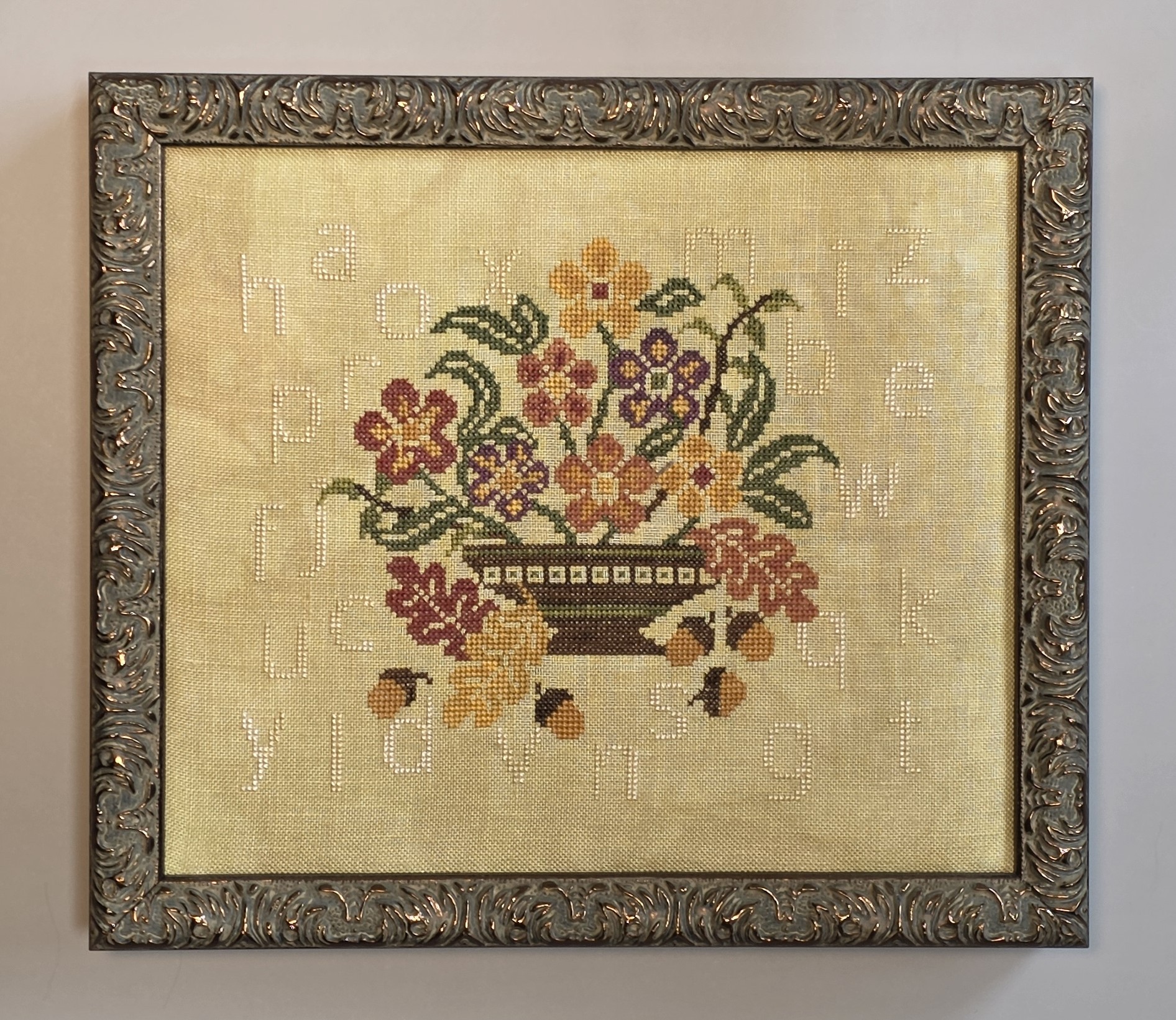Autumn Basket Sampler - Cross Stitch Pattern, zoomed in. Select this picture to zoom back out.