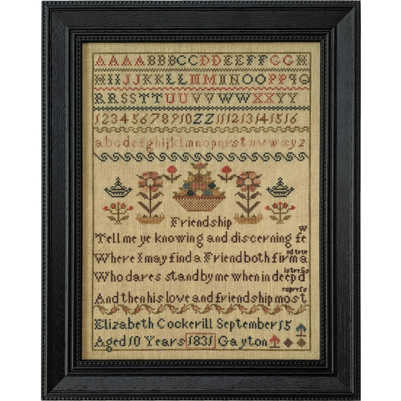 Elizabeth Cockerill 1831 - Cross Stitch Pattern
