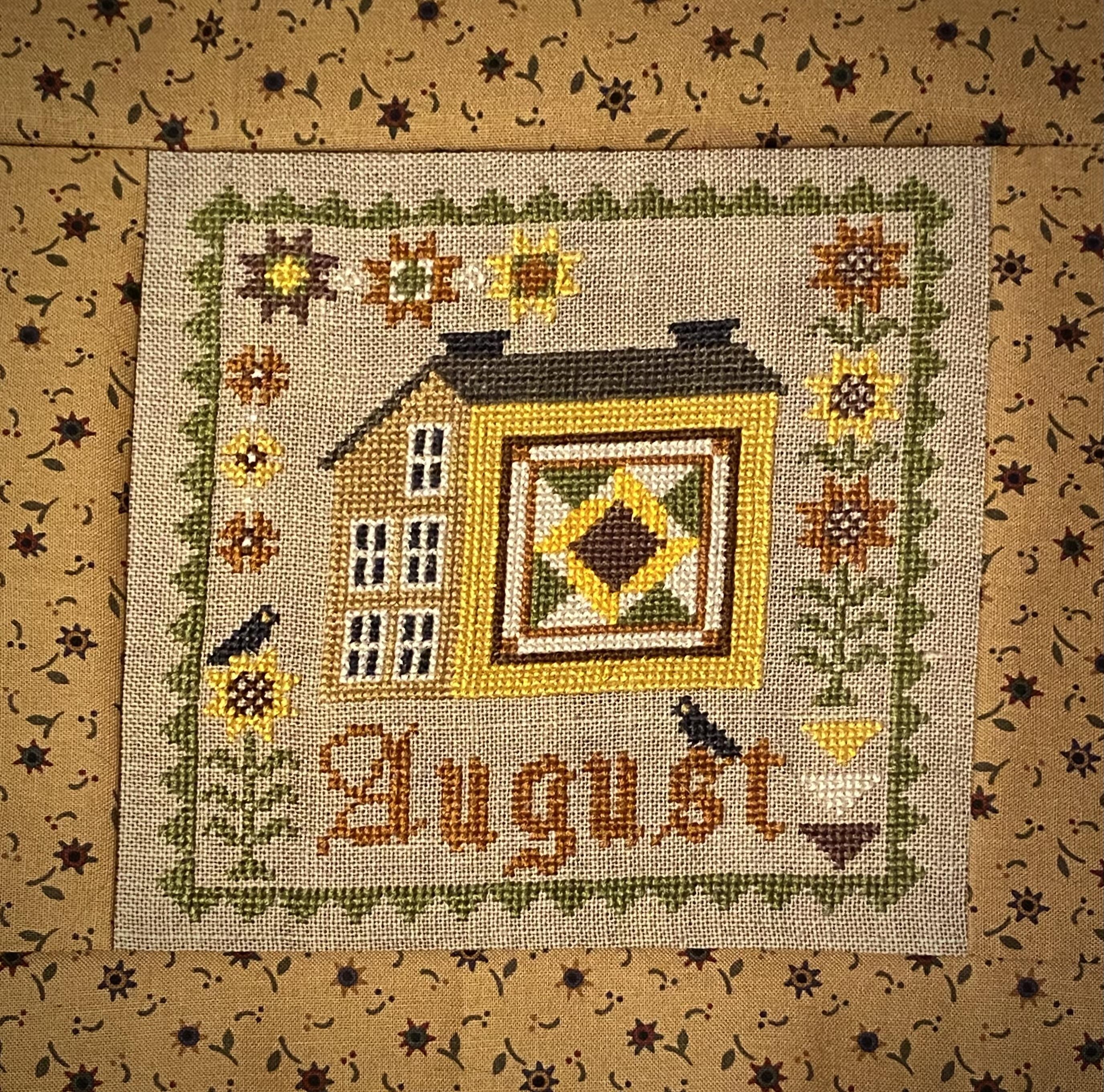 August - Patchwork Saltbox Series - Cross Stitch Pattern