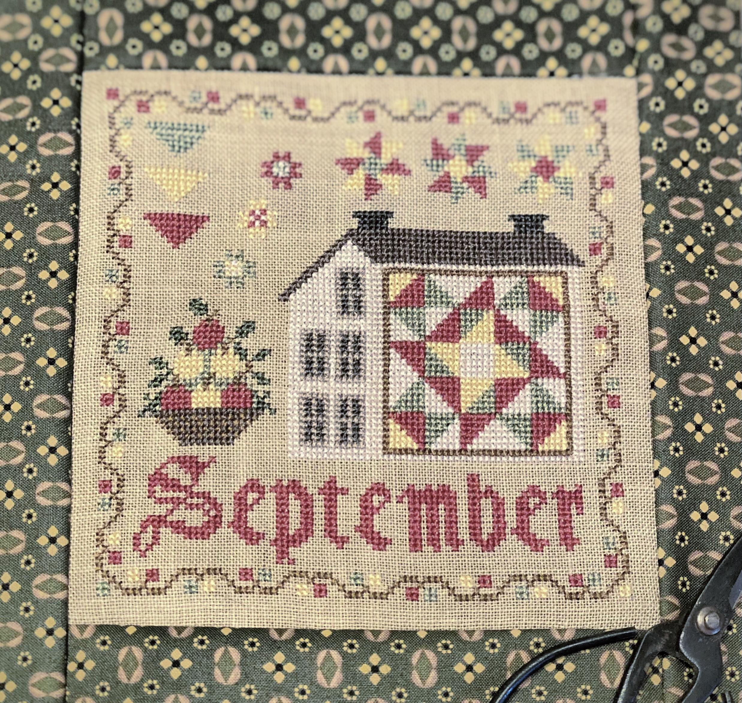 September - Patchwork Saltbox Series - Cross Stitch Pattern