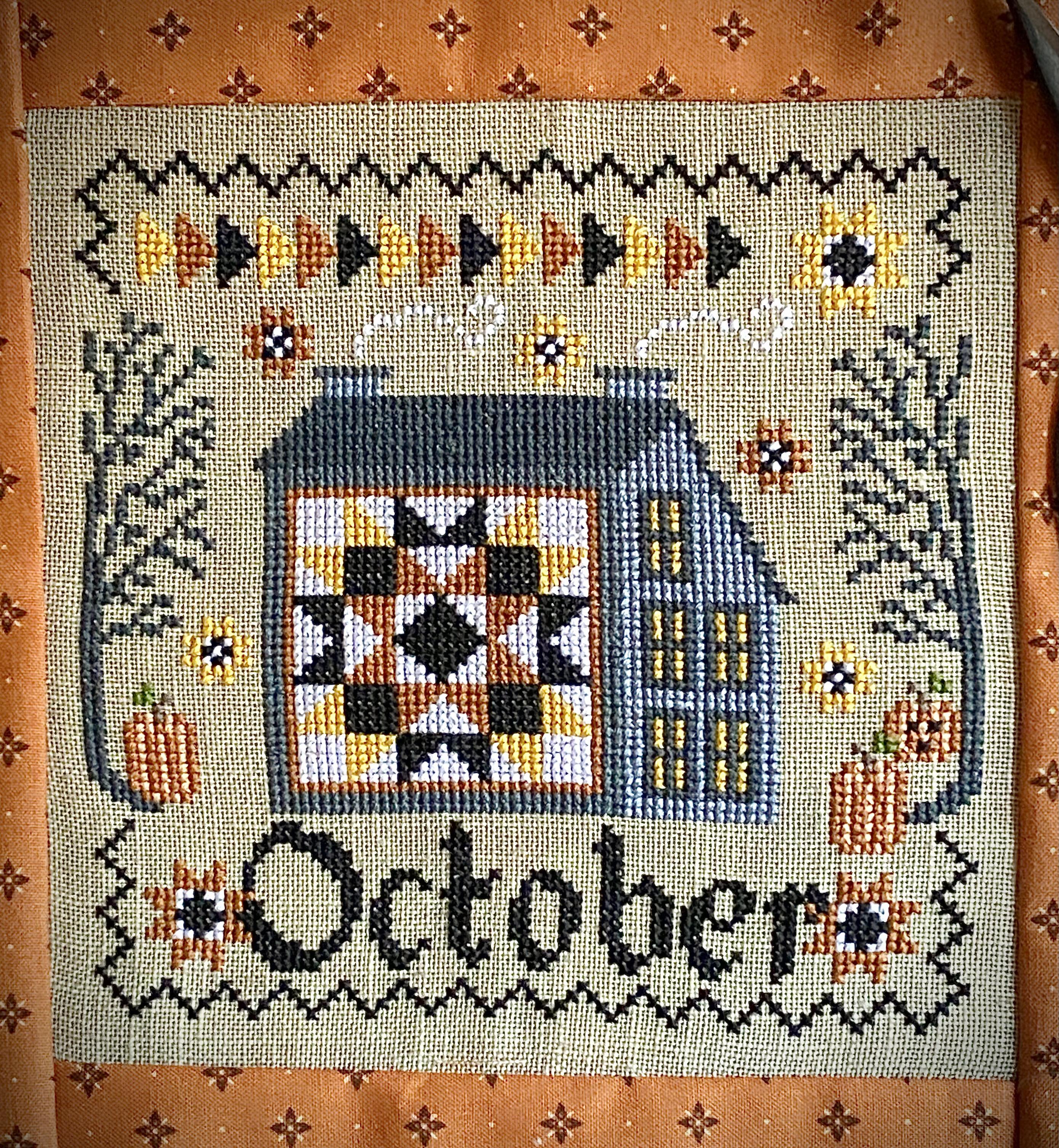 October - Patchwork Saltbox Series - Cross Stitch Pattern