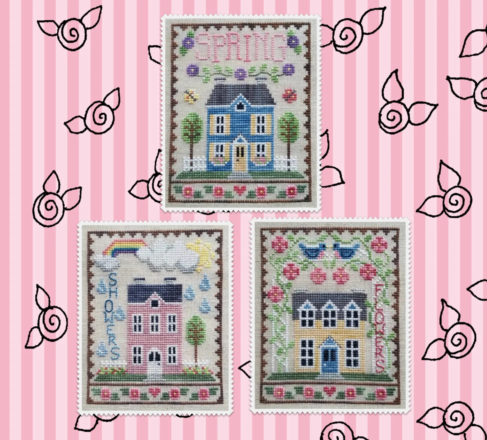 Spring House Trio - Cross Stitch Pattern
