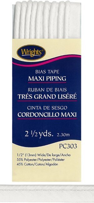 Bias Tape Corded Maxi Piping 1/2" - #30 White