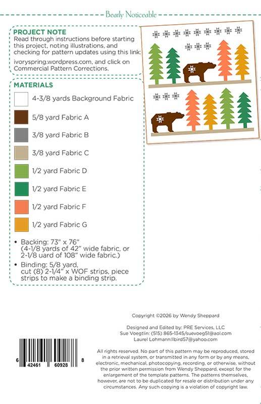 Bearly Noticeable- Quilt Pattern, different perspective #1, zoomed in. Select this picture to zoom back out.