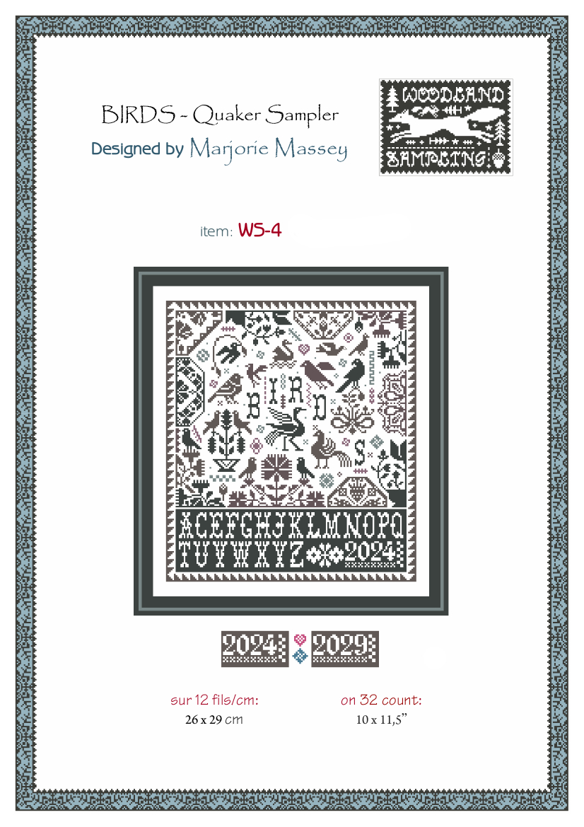 Birds Quaker Sampler - Cross Stitch Pattern