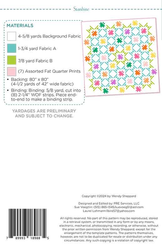 Starshine - Quilt Pattern, different perspective #1, zoomed in. Select this picture to zoom back out.