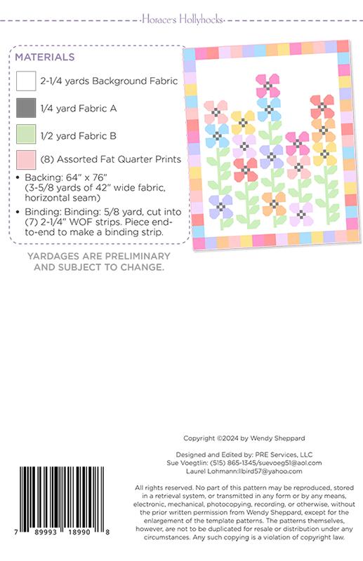 Horace's Hollyhocks - Quilt Pattern