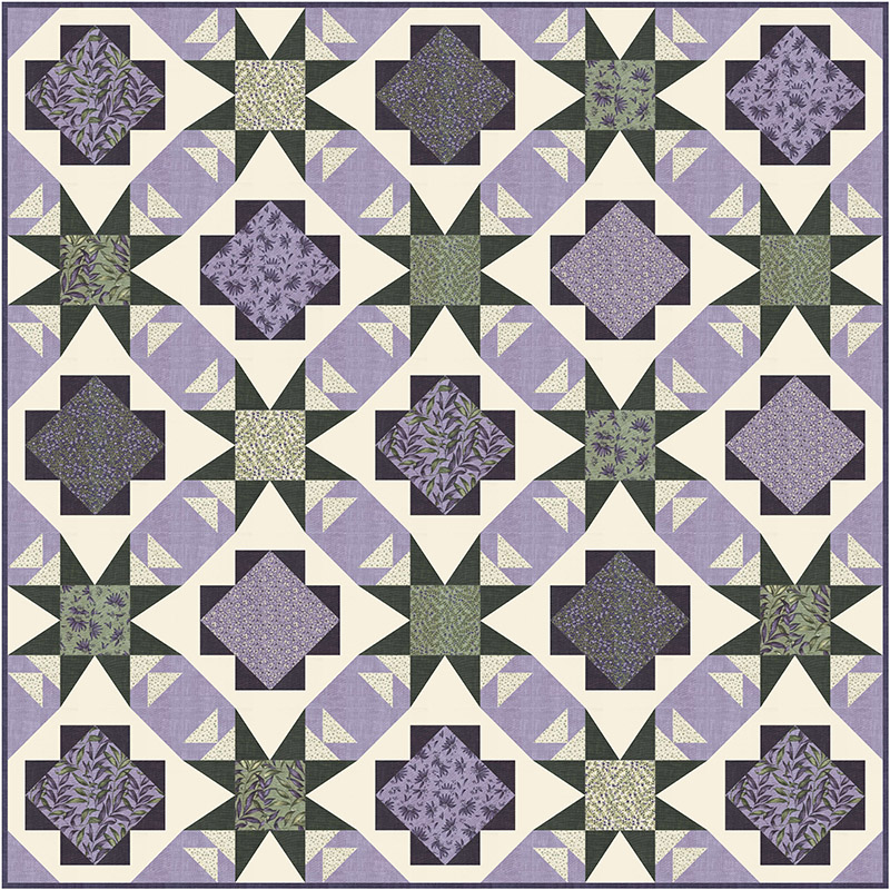Wild Iris Loden Green - Dames Rocket - Quilt Fabric
