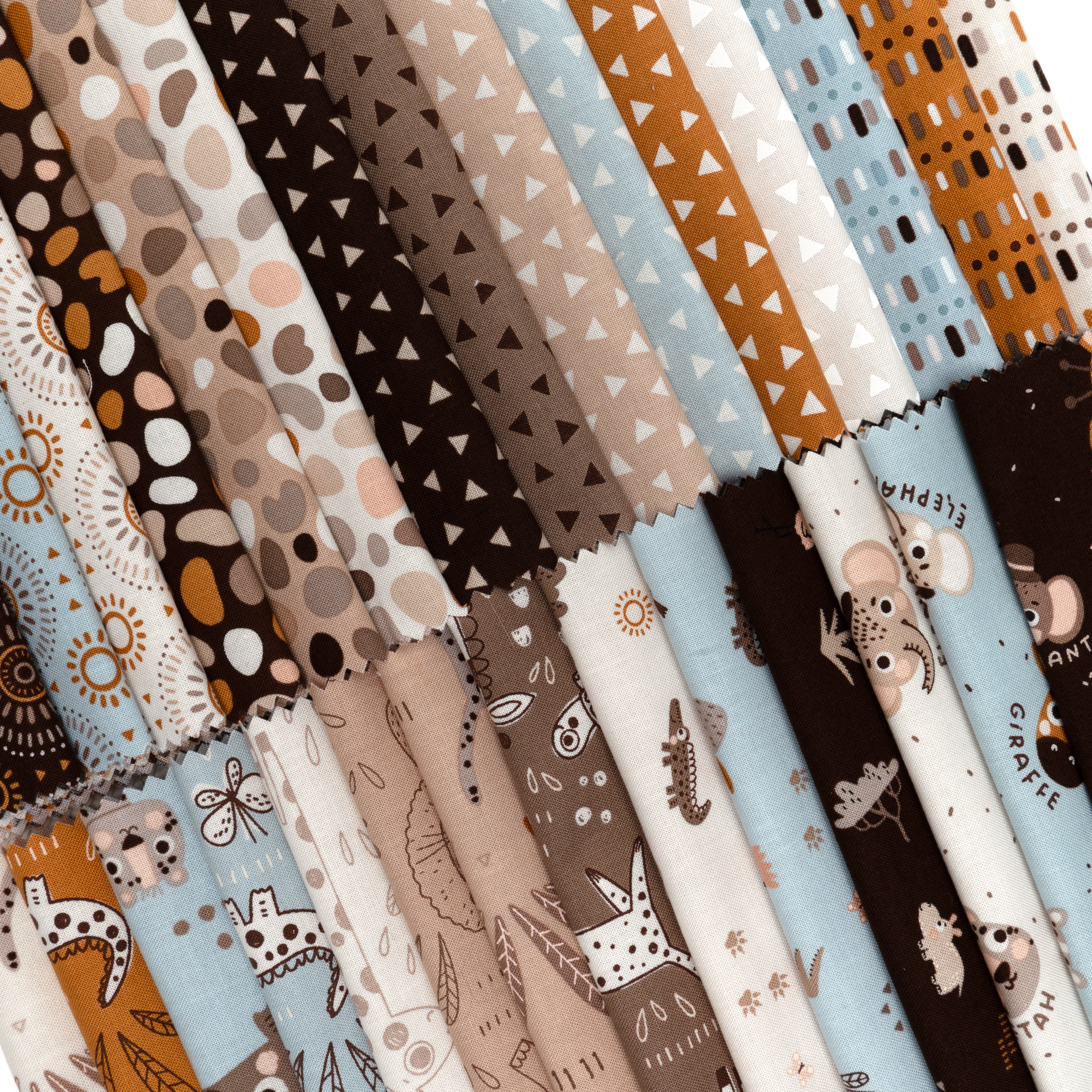 Wildly Cute Safari Animals Tan - Quilt Fabric, different perspective #2, zoomed in. Select this picture to zoom back out.