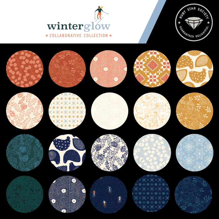 Winterglow Navy - Cross Stitch Novelty Winter - Quilt Fabric