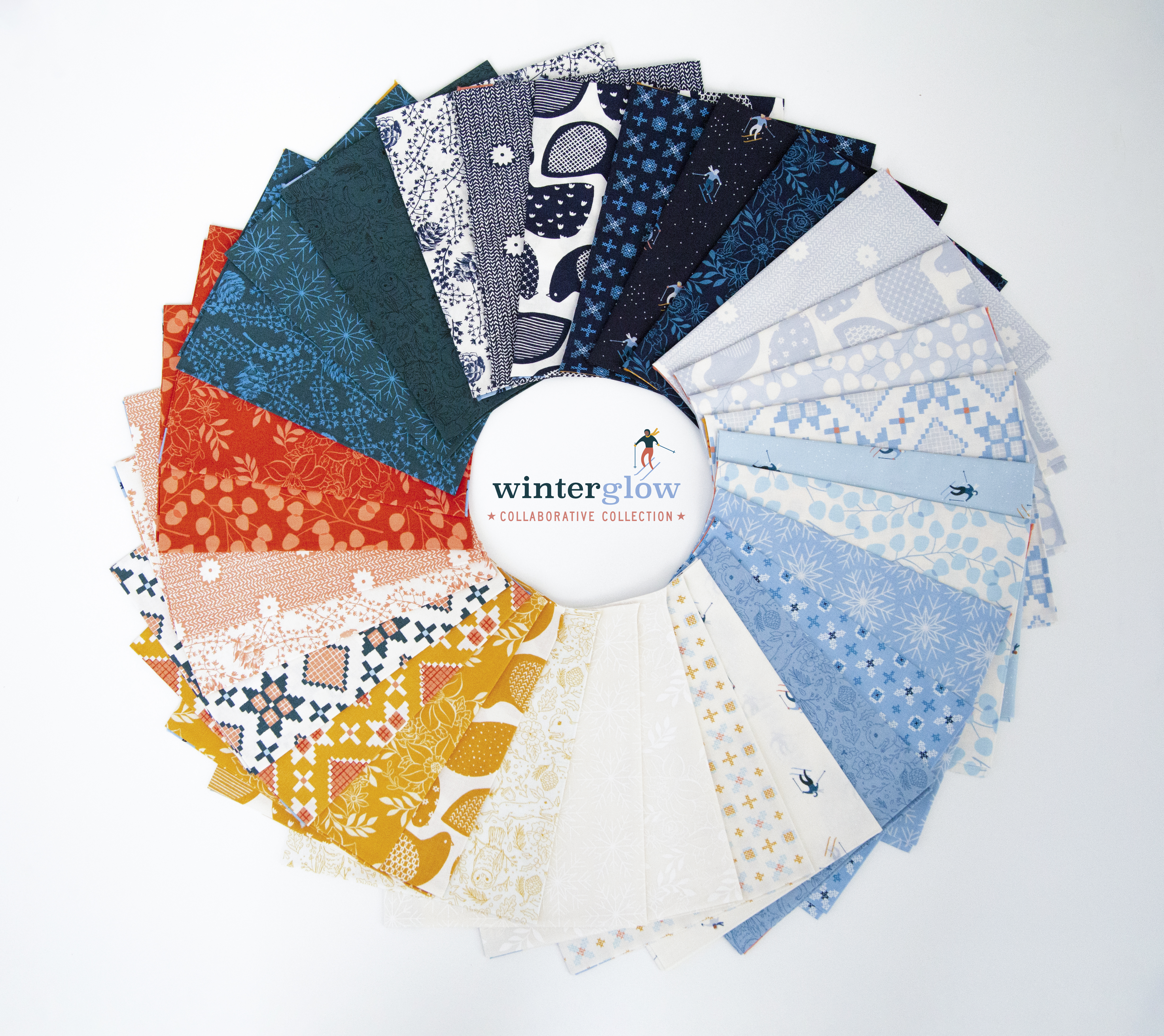 Winterglow Navy - Cross Stitch Novelty Winter - Quilt Fabric